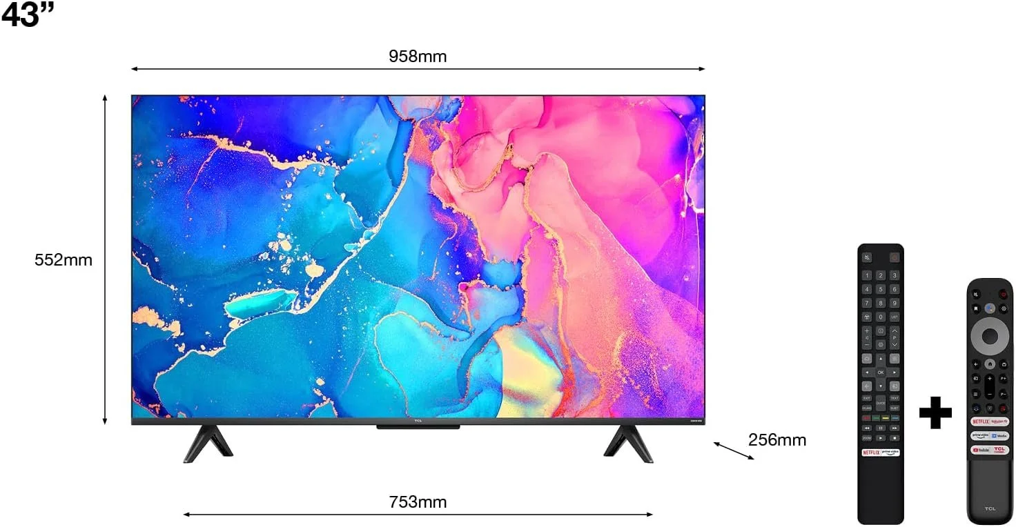 Телевізор 43" TCL 43C639 / 4K / 60 Гц / QLED / Smart TV / Wi-Fi / Bluetooth / T2, фото №6 Телевізор 43" TCL 43C639 / 4K / 60 Гц / QLED / Smart TV / Wi-Fi / Bluetooth / T2, фото №6