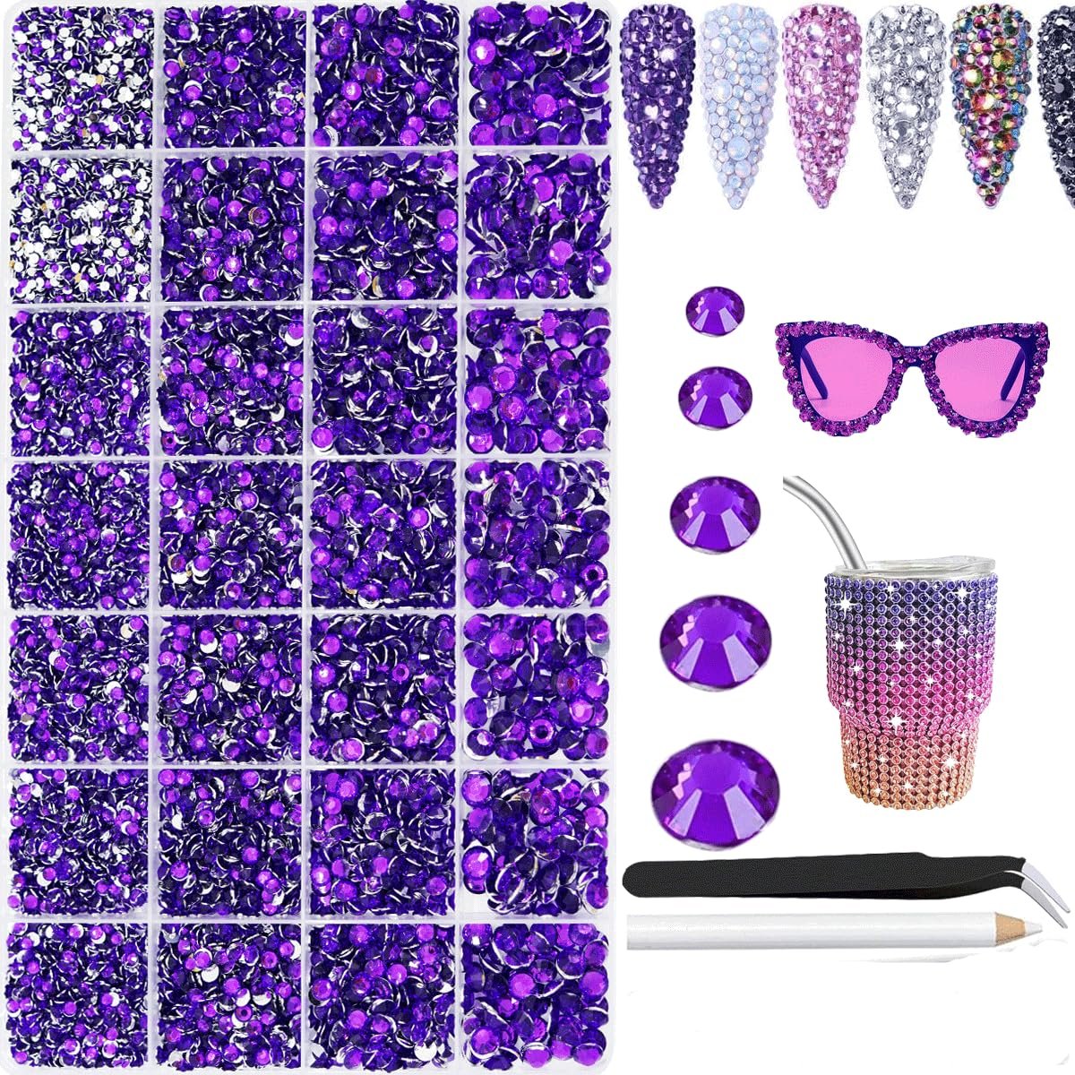 Стрази Плоскі фіолетові 22000 шт. 2 мм, 3 мм, 4 мм, 5 мм, 6 мм, фото №1