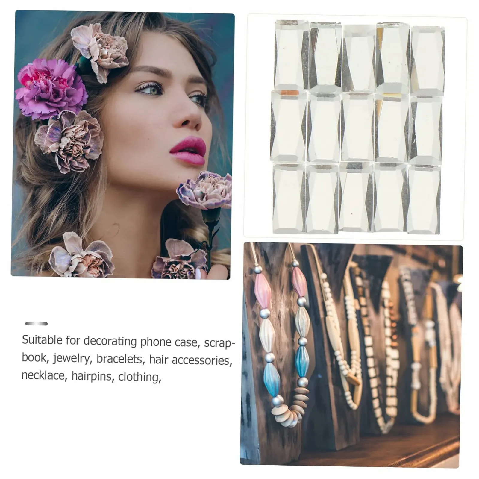 Стрази СТOBOK 1200 шт., скляні, з пласким дном для рукоділля, творчих прикрас для одягу, сумок, чохлів для телефонів та іншого, красиві ефекти світлових відблисків, універсальні, фото №9