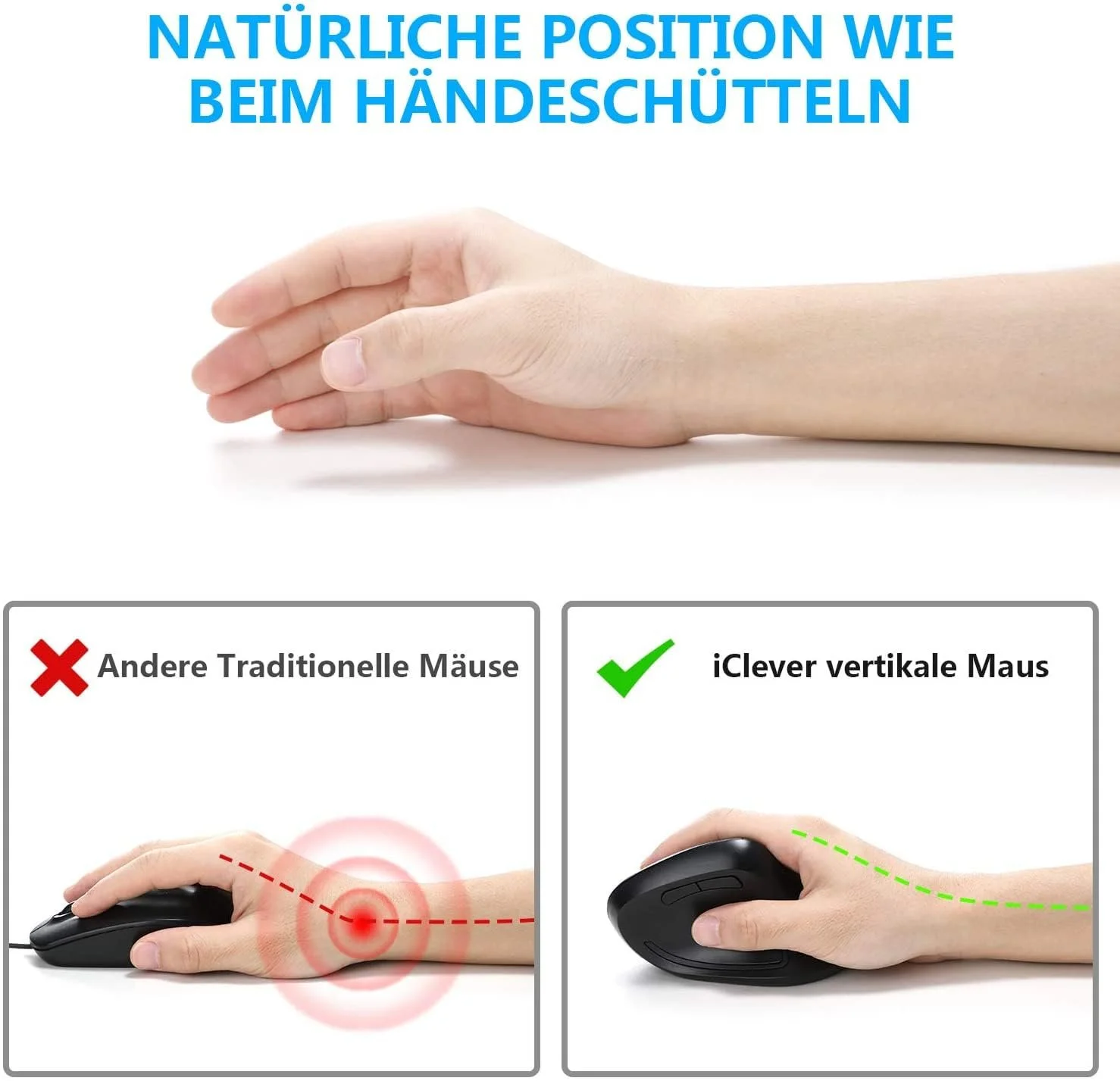 Мышь iClever Беспроводная 2.4G Беспроводная Вертикальная Эргономичная 6 кнопок, 1000/1600/2000/2400 DPI Черный, фото №2 Мышь iClever Беспроводная 2.4G Беспроводная Вертикальная Эргономичная 6 кнопок, 1000/1600/2000/2400 DPI Черный, фото №2