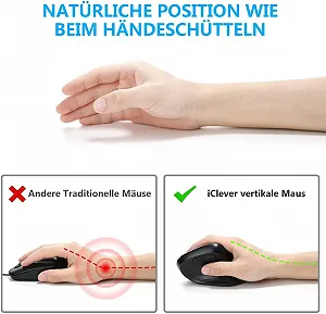 Миша iClever Бездротова 2.4G Бездротова Вертикальна Ергономічна 6 кнопок, 1000/1600/2000/2400 DPI Чорний synthetic.ua - Фото 1