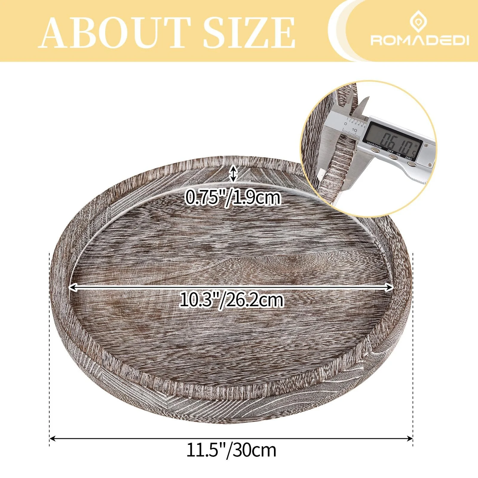 Дерев'яний Піднос Круглий для Декору Romadedi 30 см Піднос для Свічок, фото №5 Дерев'яний Піднос Круглий для Декору Romadedi 30 см Піднос для Свічок, фото №5