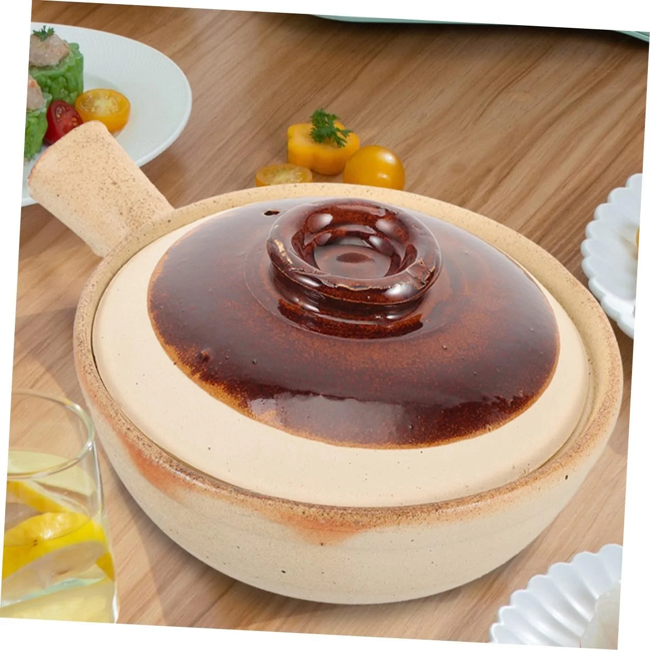 Кастрюля-сотейник VALICLUD Керамическая с крышкой для плиты универсальная, фото №5