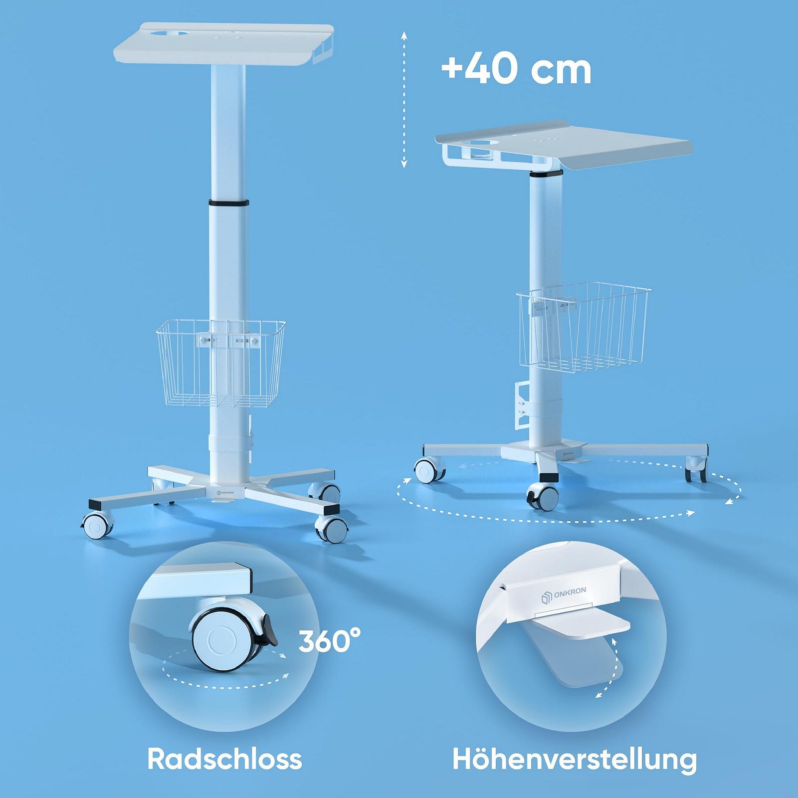 Столик для ноутбука на колесах ONKRON LMG30-W, белый, фото №5