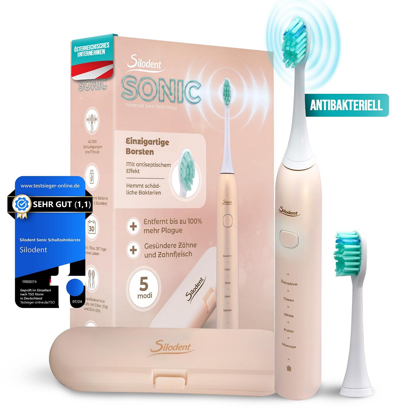 Електрична зубна щітка Silodent Champagne звукова 5 програм Дорожній футляр, фото №1