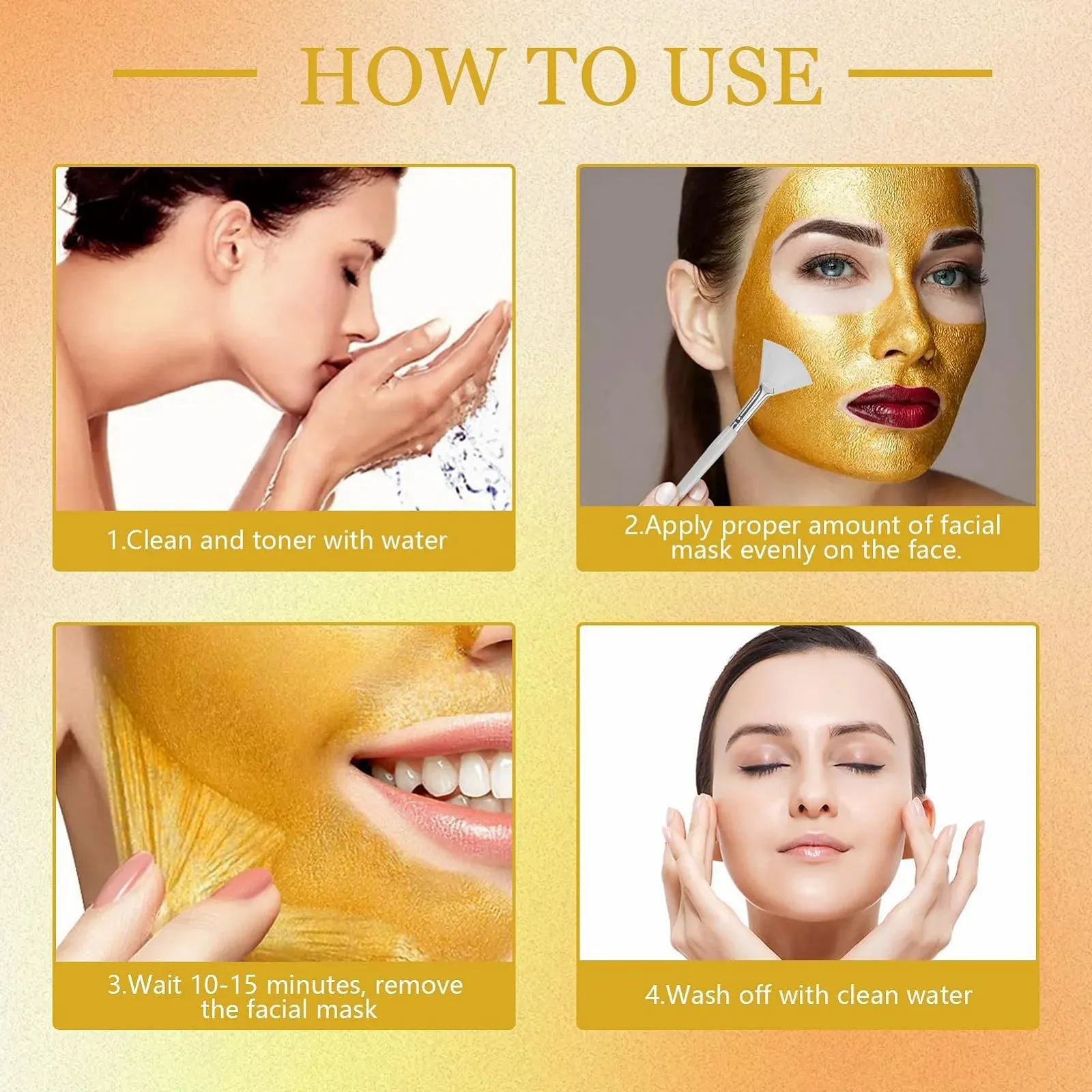 Набір Масок для обличчя Gold Foil Peel Off, 2 шт. Золотий, фото №3