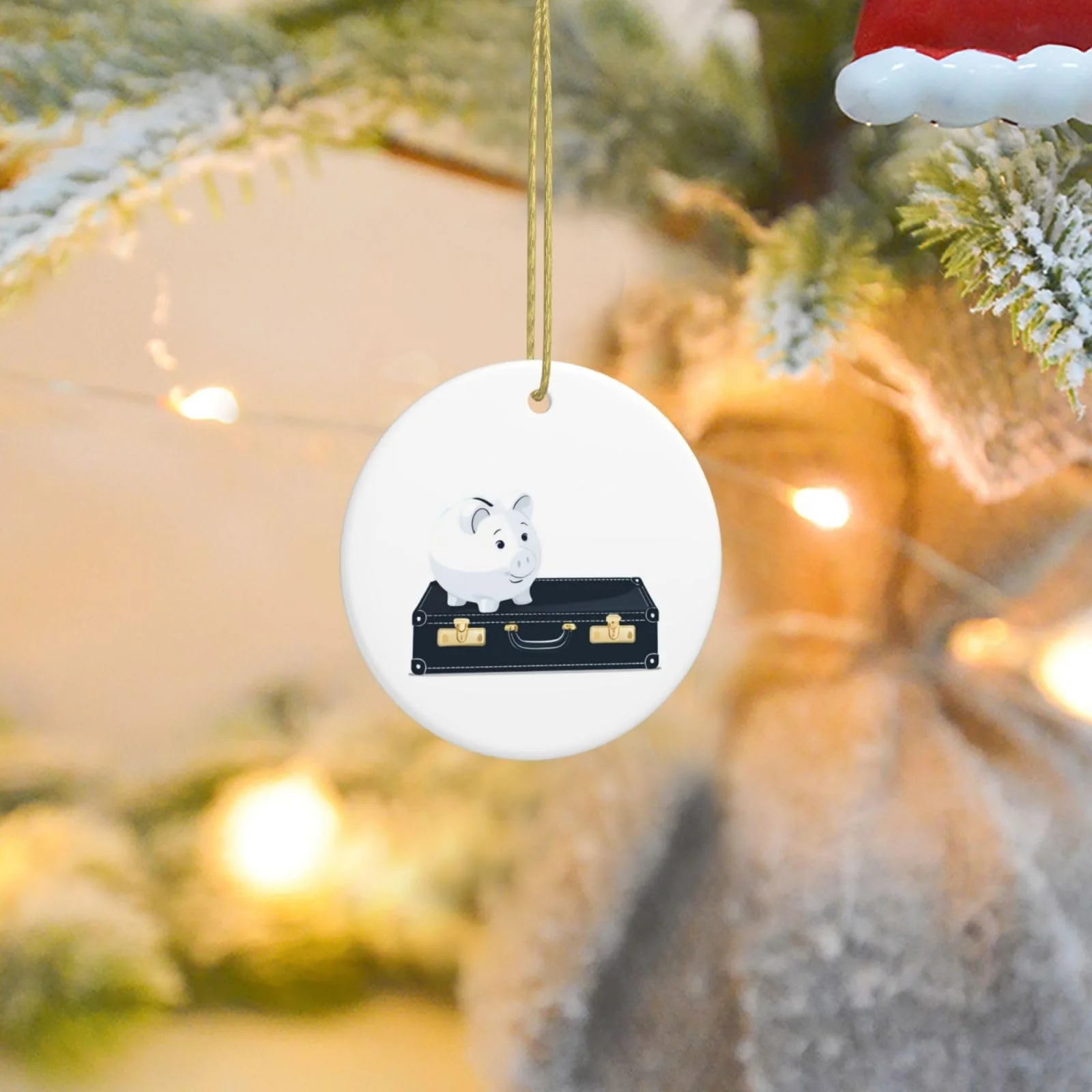 Скарбничка WINHGA Керамічна кругла з принтом Свинка у валізі, фото №8