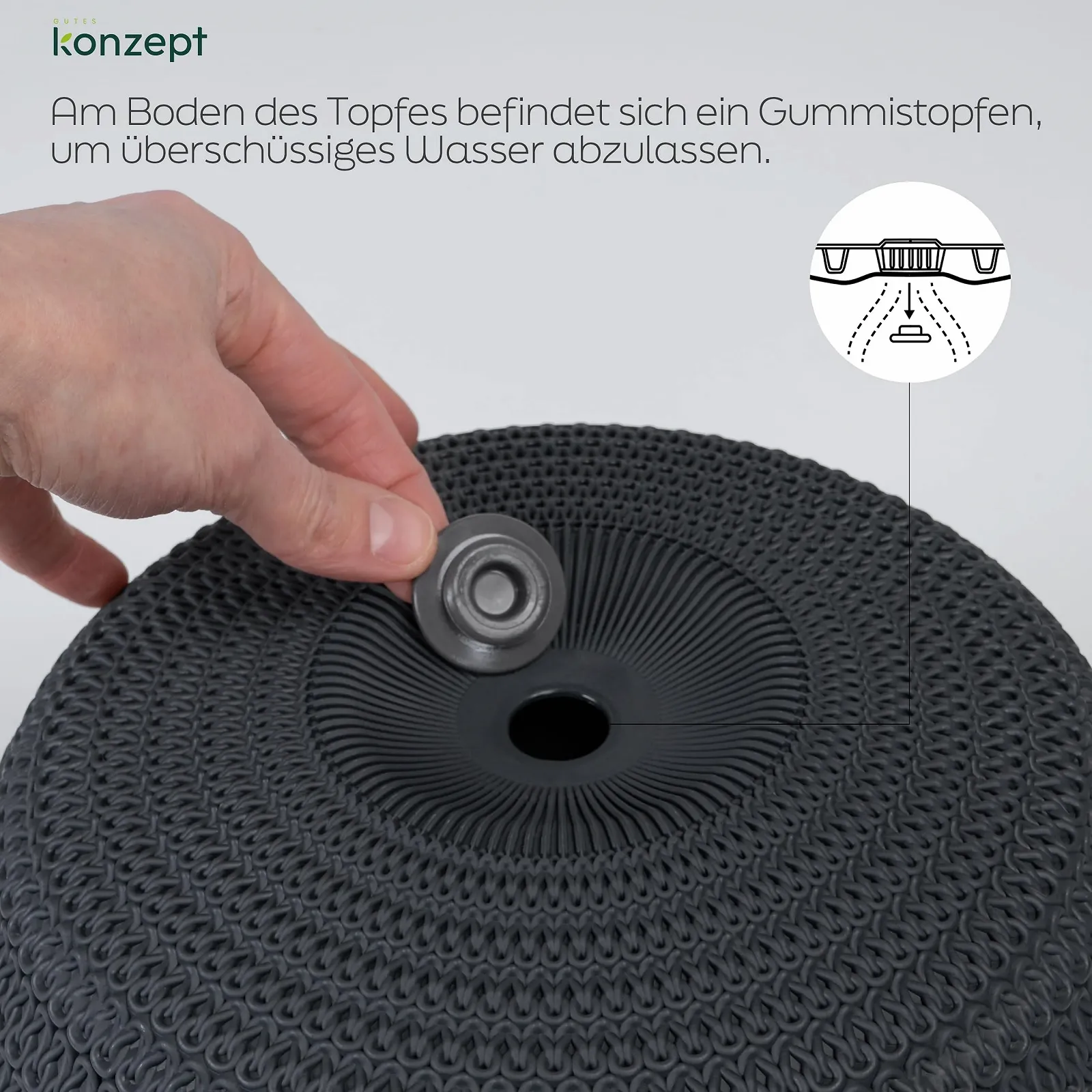 Підвісний кошик KONZEPT з візерунком плетіння діаметр 30 см Антрацит, фото №7 Підвісний кошик KONZEPT з візерунком плетіння діаметр 30 см Антрацит, фото №7