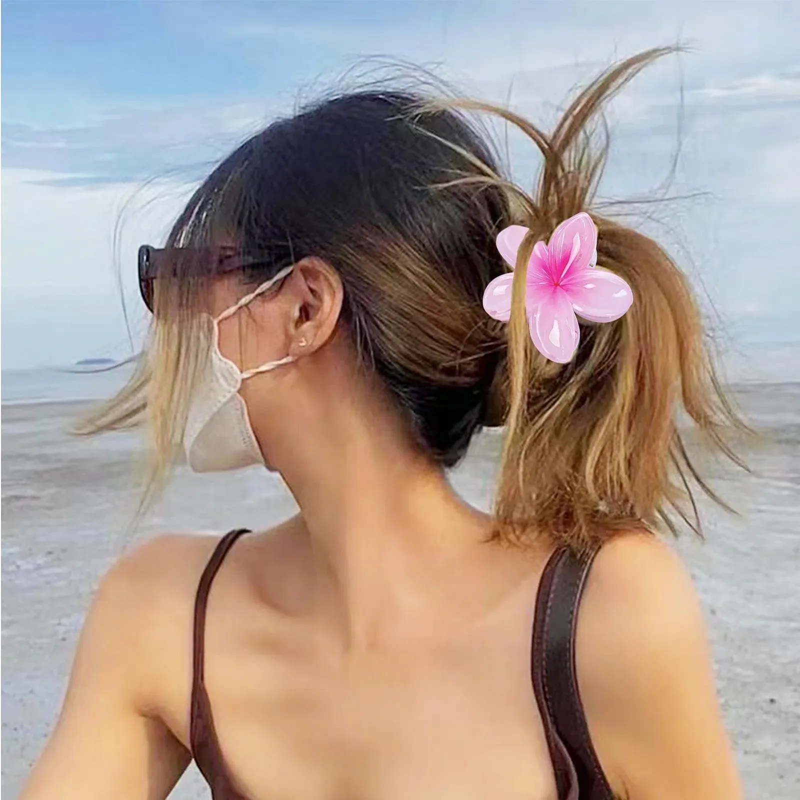 Краб для волос Цветок Гавайи 7.6 см, фото №4