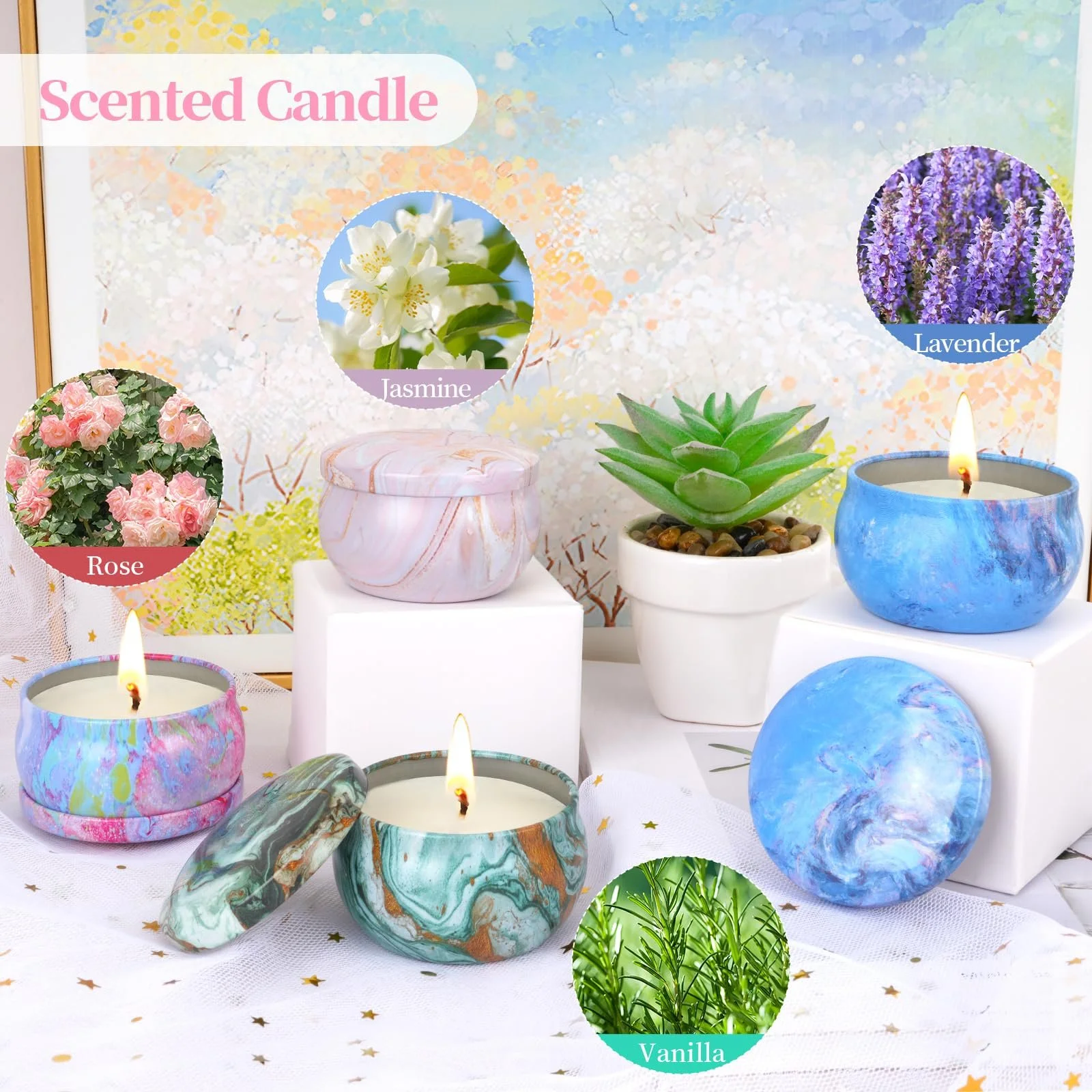 Набір: Крем для рук, 4 x 30 г + Ароматичні свічки, 4 x 90 г, фото №3