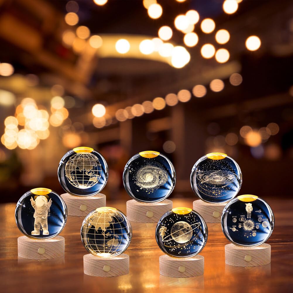 Ночник JAWSEU 3D Crystal Ball USB LED стеклянный 8 см, фото №4