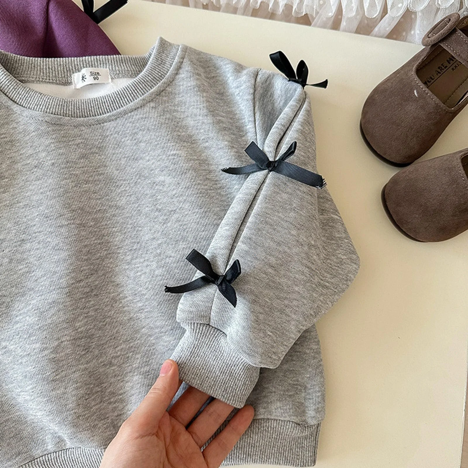 Девичий пуловер Rint, флисовая подкладка, длинный рукав, теплый детский повседневный верх, мягкий материал, удобная одежда для игр, фото №5