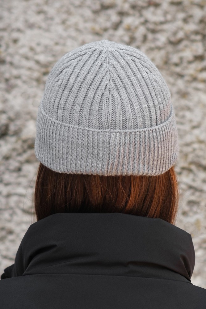 Утеплена трикотажна шапка біні докер на флісі Without Gvido gray, фото №8