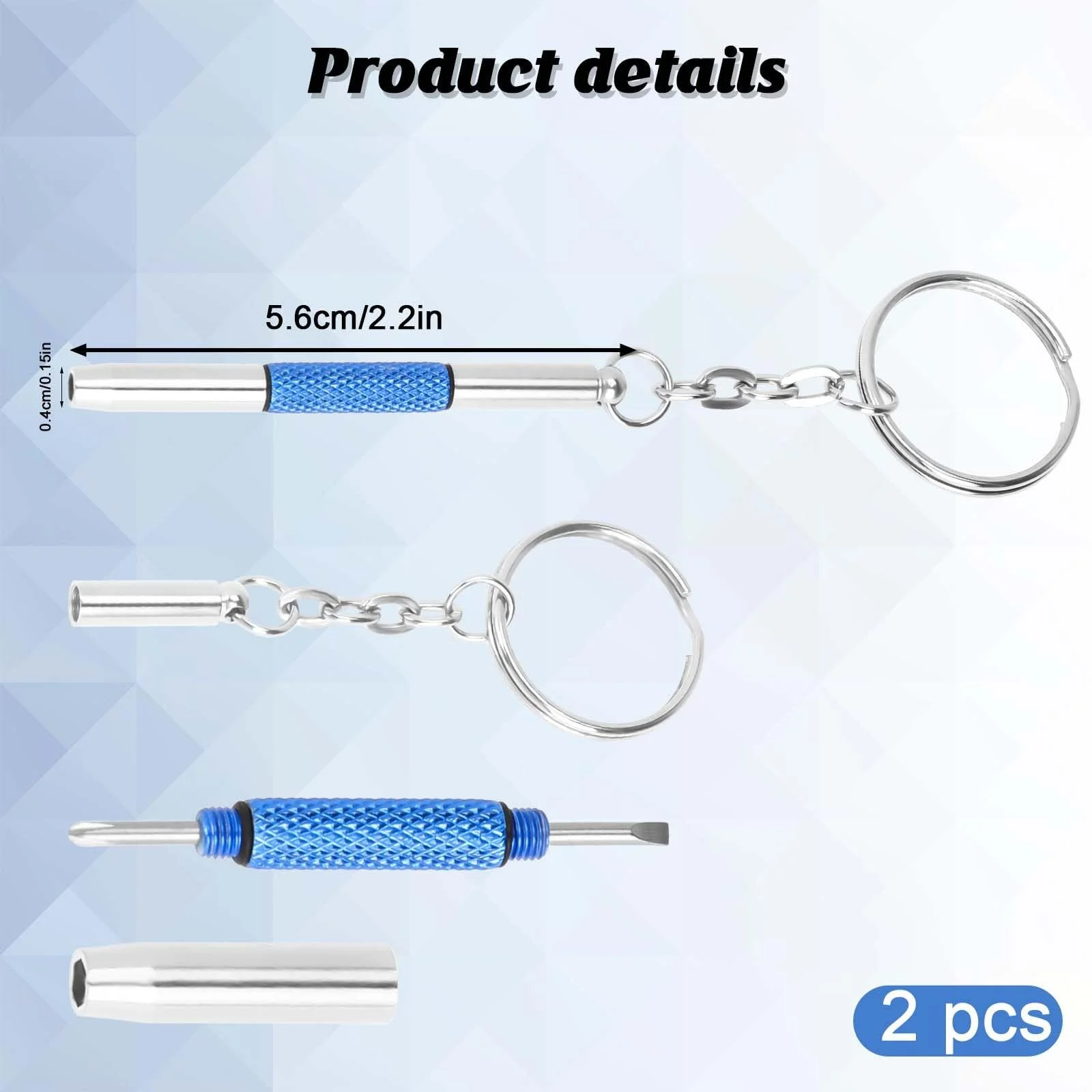 Набір викруток Glasses Precision 2 шт. Нержавіюча сталь Кільце для ключів, фото №2