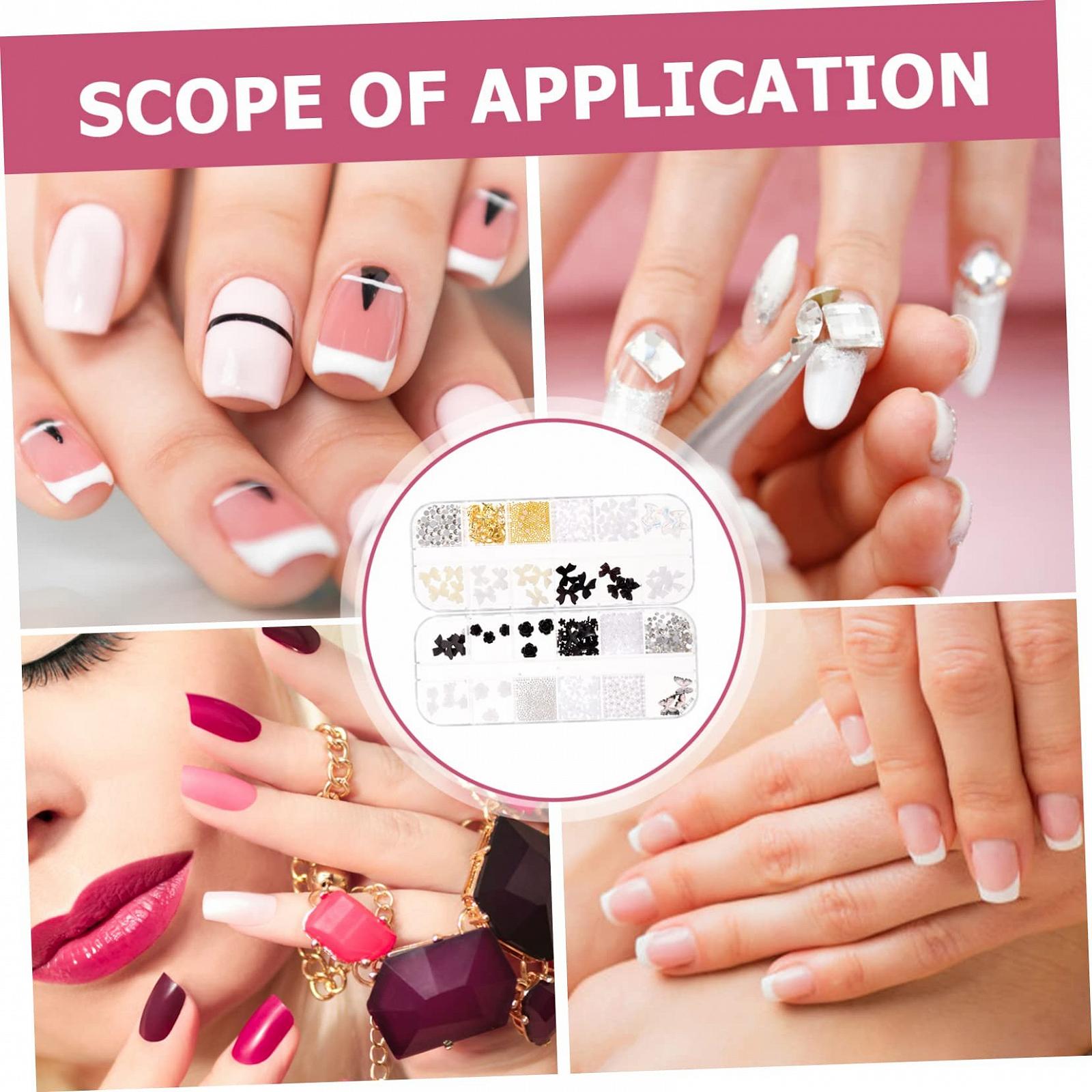 Підвіска для нігтів VILLCASE 2 коробки, чорні діаманти, перлинне оздоблення, фото №2