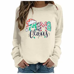 Лонгслив Женский Рождественский Мотив Рождественский Свитер Рождество Без Капюшона Длинный Рукав Рождественский Верх Круглый Вырез Зимняя Рождественская Рубашка - Фото 1