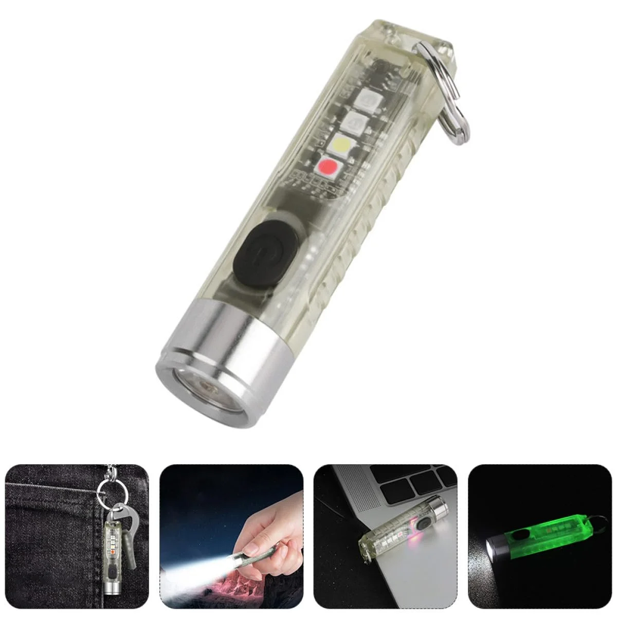 Ліхтарик COHEALI LED з USB зарядкою, кільцем для ключів, портативний, для кемпінгу, флуоресцентний, компактний та міцний, фото №9