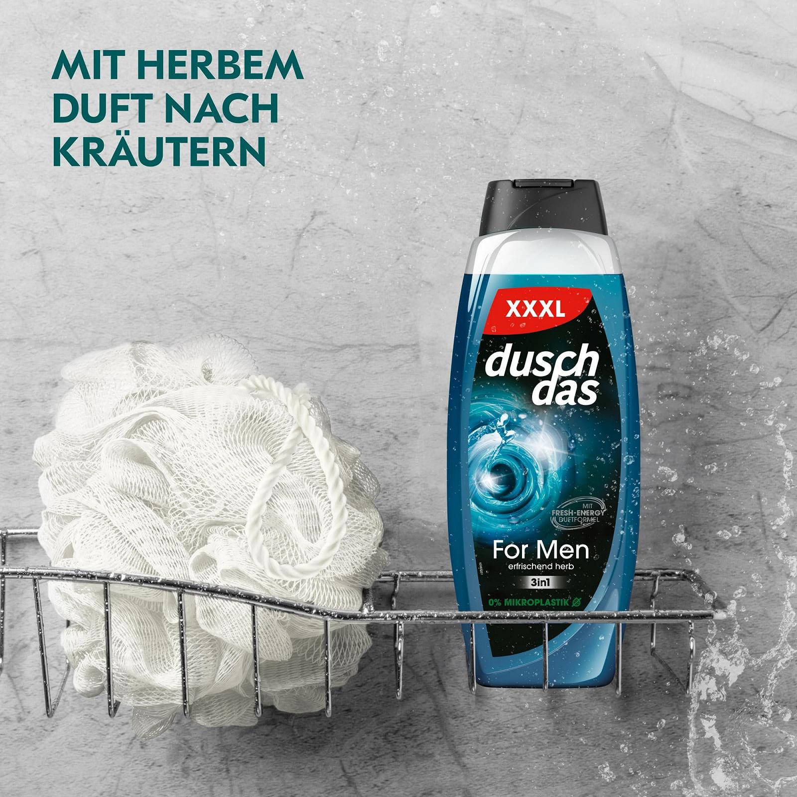 Гель для душу та шампунь 3-в-1 Duschdas For Men XXXL Shower Bath аромат Fresh Energy 675 мл, фото №4