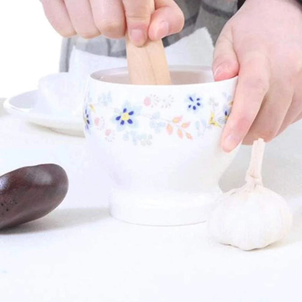 Ступка з кераміки з товкачиком Подрібнювач часнику, імбиру, спецій, фото №2