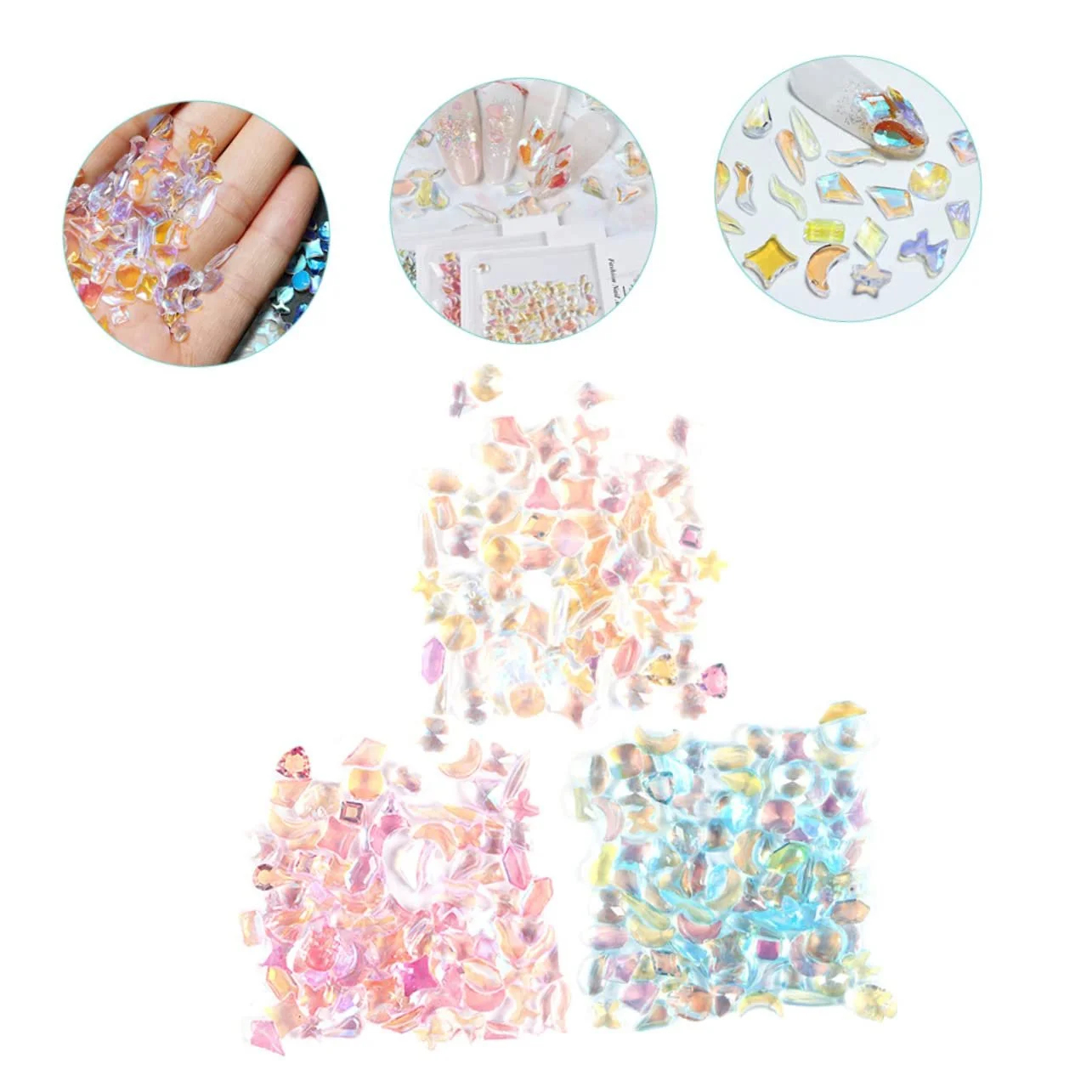 Стрази 3 пакетики Смола Стрази Flatback для саморобних прикрас, фото №2