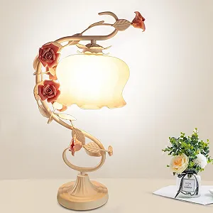 Настільна лампа European Style Princess Garden Ceramic Rose 220 В Біло-рожевий synthetic.ua - Фото 1