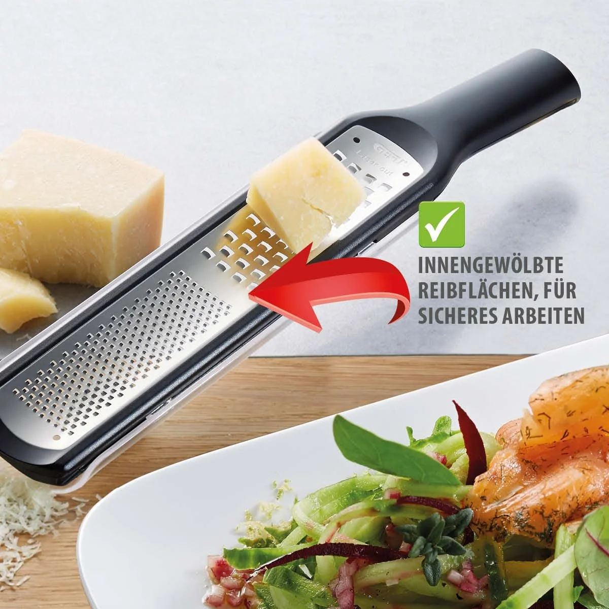 Терка Gefu Rafino Дрібна та крупна, для овочів, нержавіюча сталь, фото №5