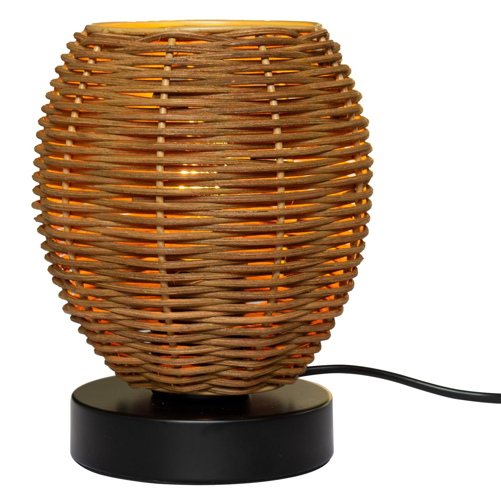 Настільна лампа Маленька Ротанг Плетений абажур, фото №5