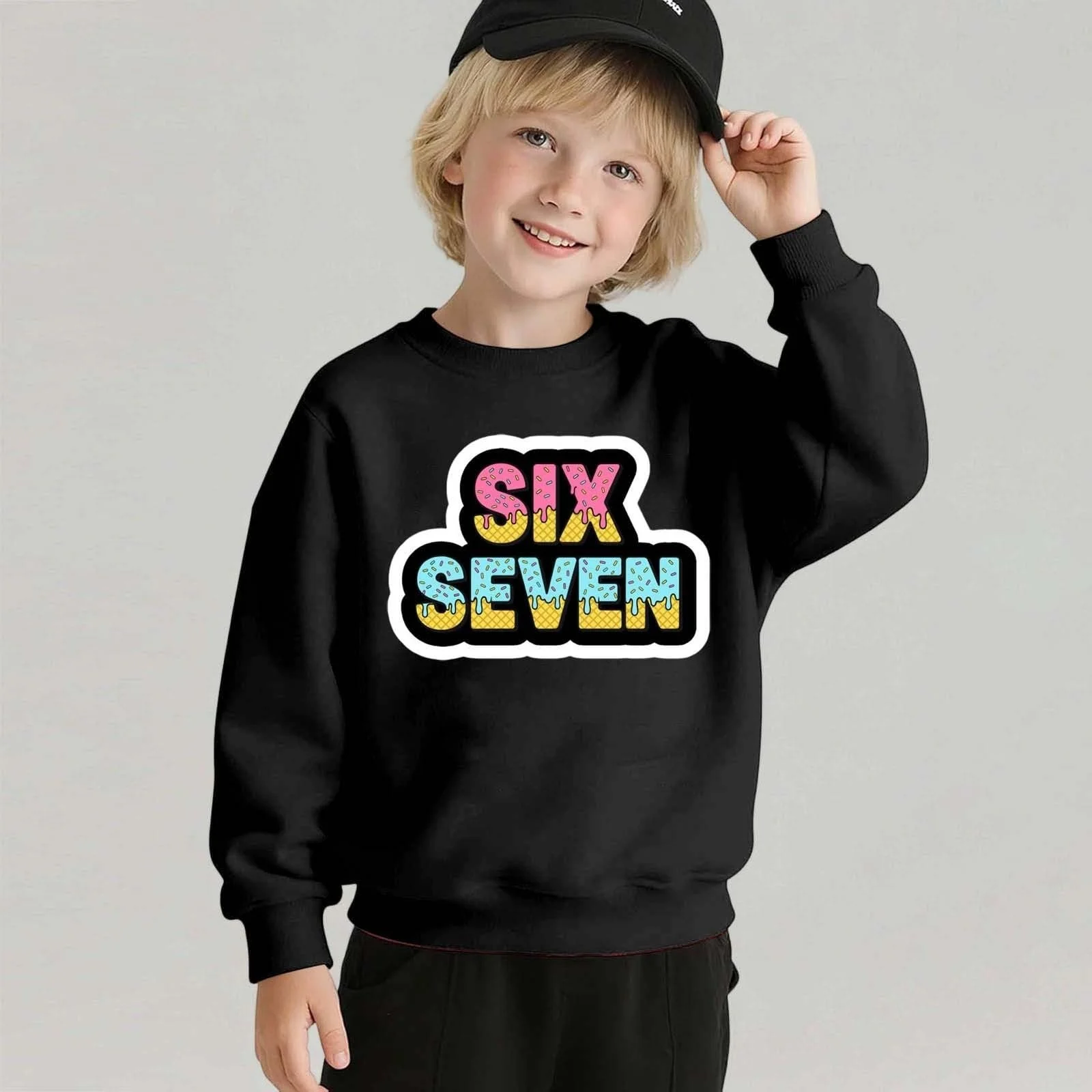 Світшот для дівчинки з довгими рукавами та круглим вирізом з графічним принтом, фото №3 Світшот для дівчинки з довгими рукавами та круглим вирізом з графічним принтом, фото №3