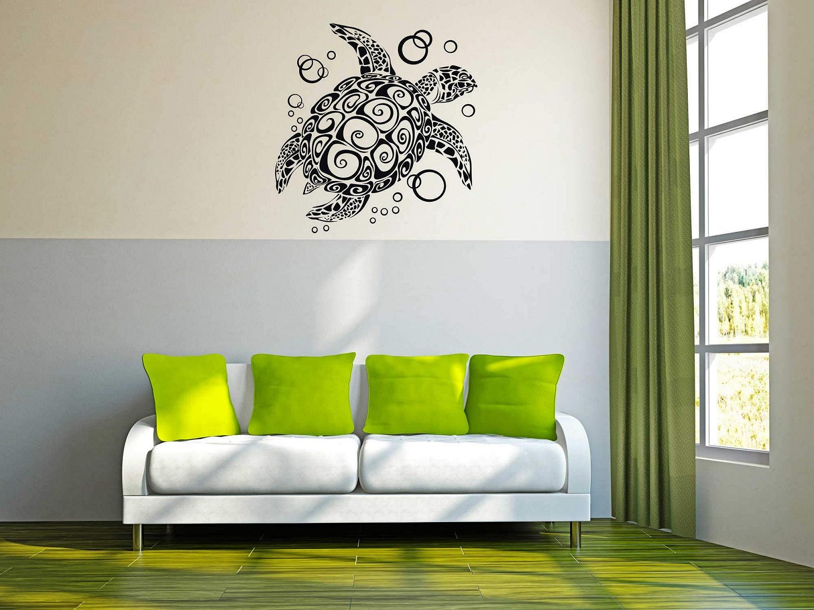 Наклейка на стіну Bubble Turtle A076 66 см x 60 см Чорна, фото №5