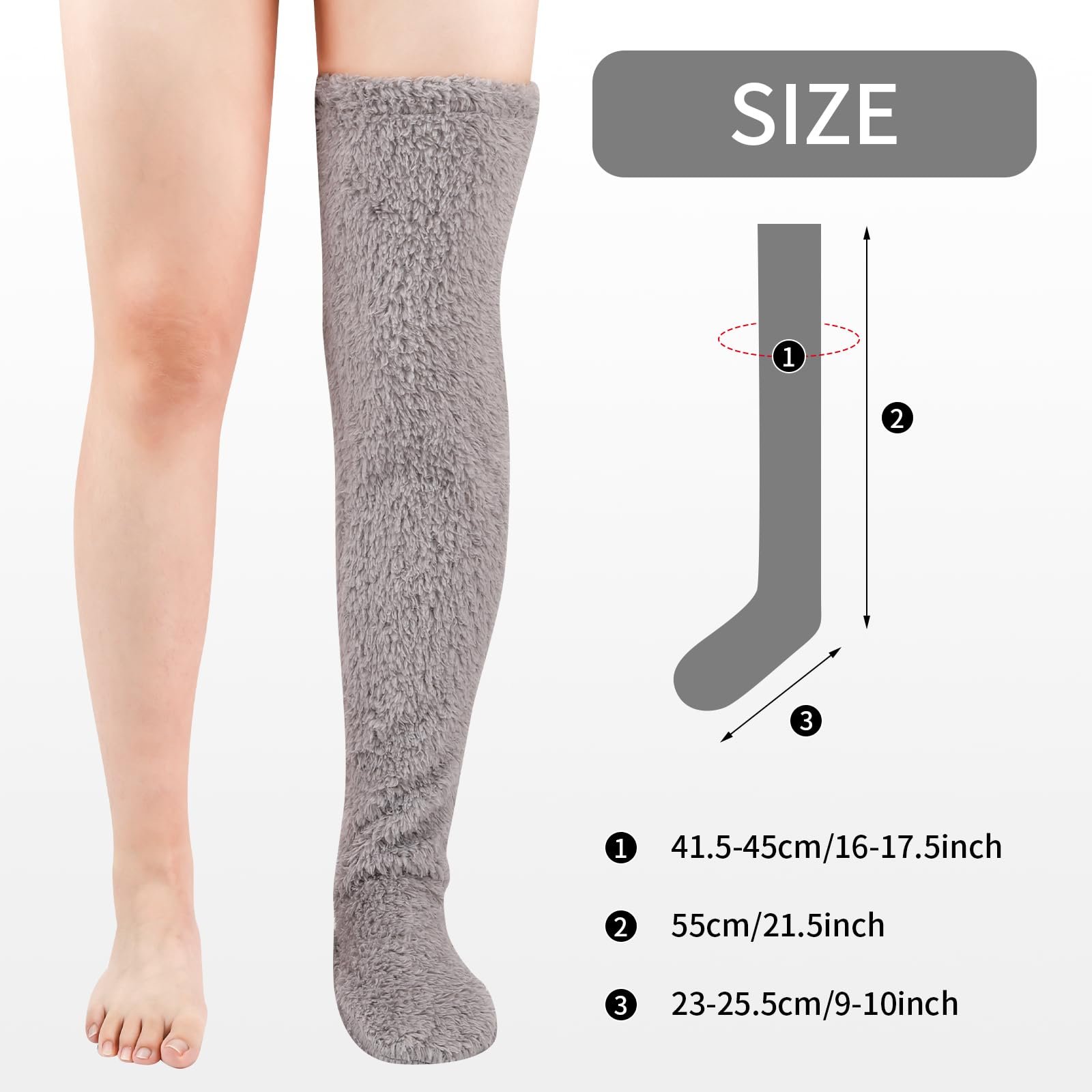 Женские плюшевые чулки выше колена для дома, зимние носки для сна, зимние женские носки-чулки, носки для сна дома, зимние теплые носки для сна, фото №2