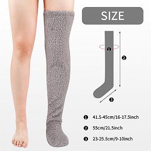 Женские плюшевые чулки выше колена для дома, зимние носки для сна, зимние женские носки-чулки, носки для сна дома, зимние теплые носки для сна synthetic.ua - Фото 1