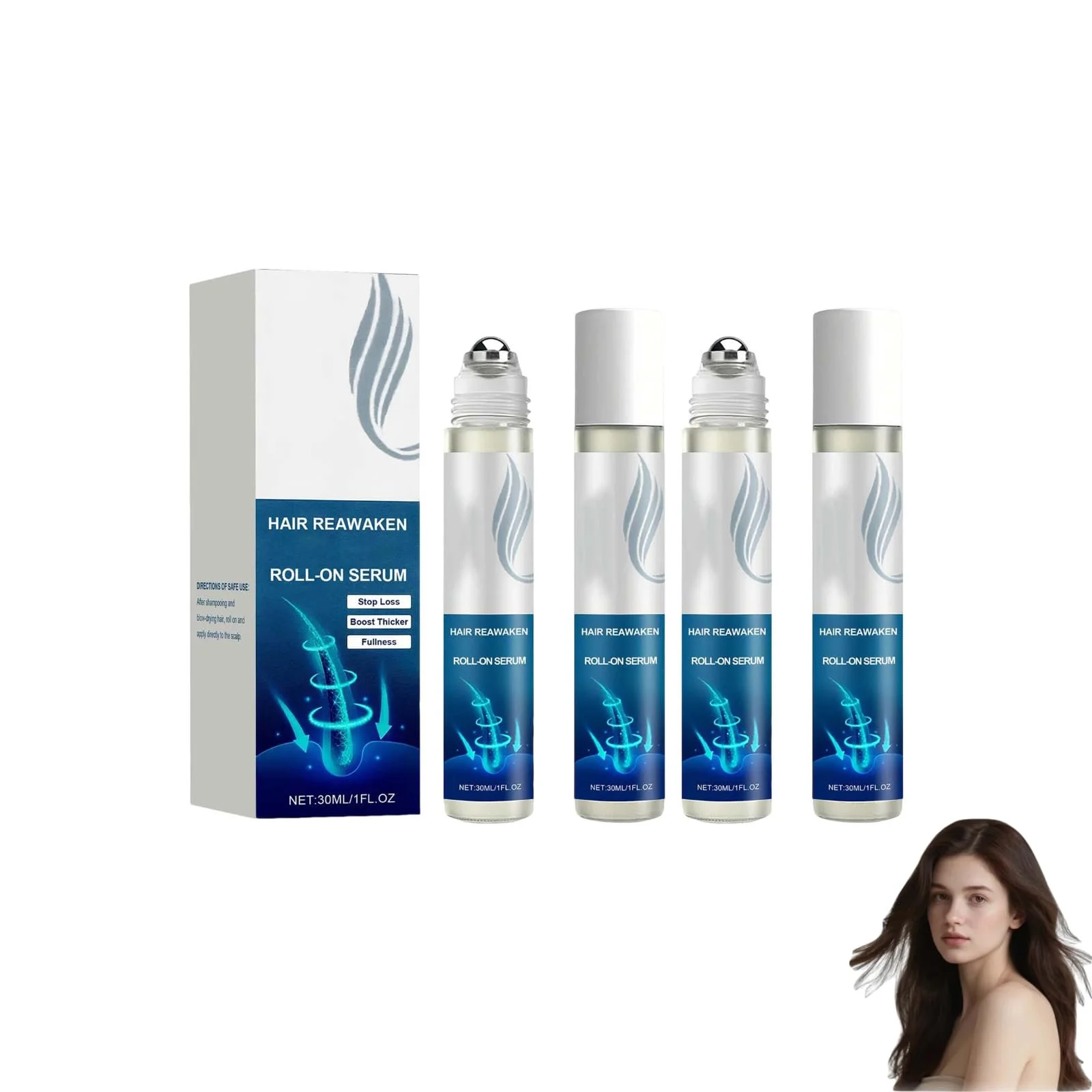 Сыворотка для роста волос Roll On, 30 мл*2, роллерная сыворотка для волос, блокирующая сыворотка для кожи головы, стимулирует поток кислорода, уменьшает выпадение волос, для всех типов волос, фото №1