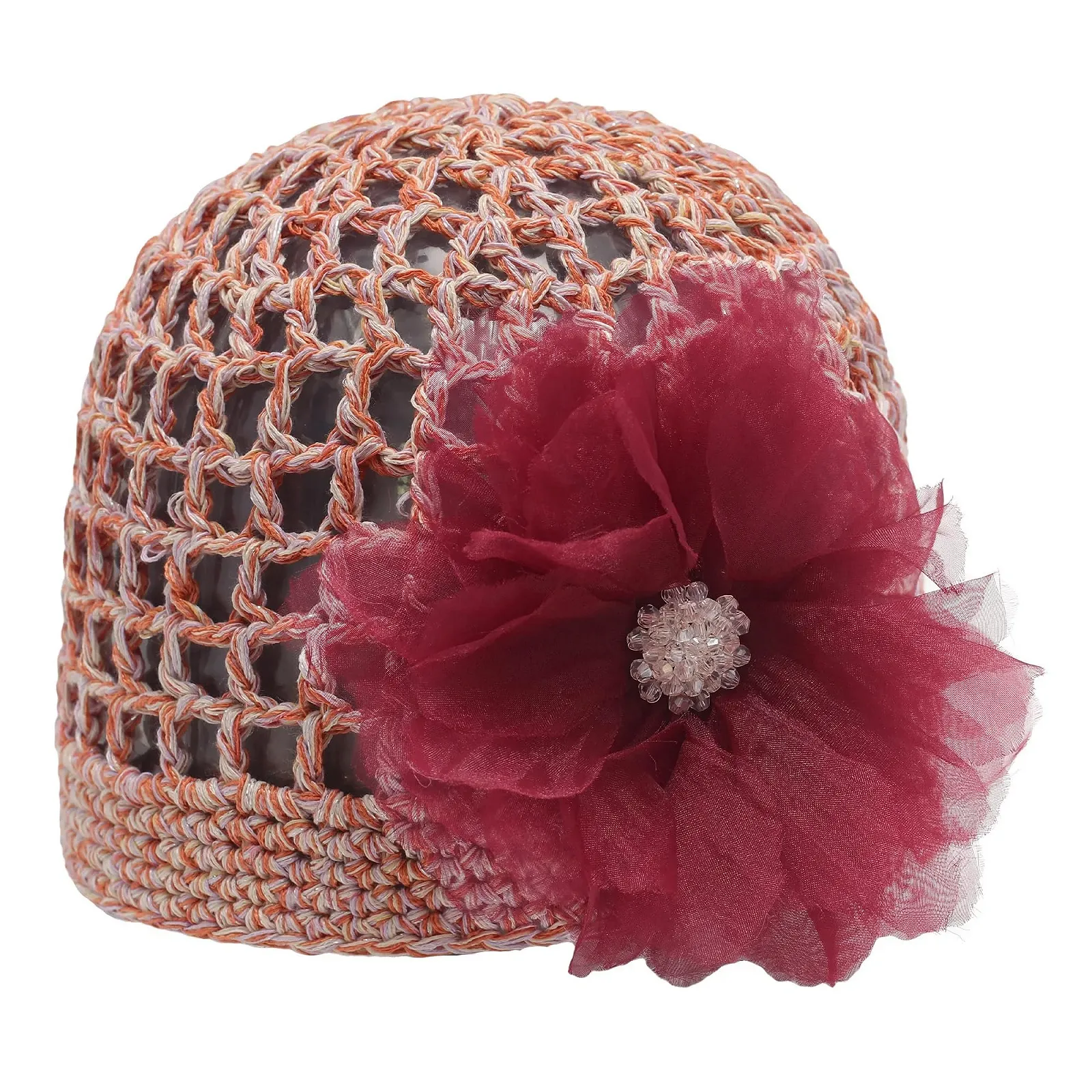 Женская шапка-бини ZLYC, ручной вязки, с цветочным декором, фото №1 Женская шапка-бини ZLYC, ручной вязки, с цветочным декором, фото №1