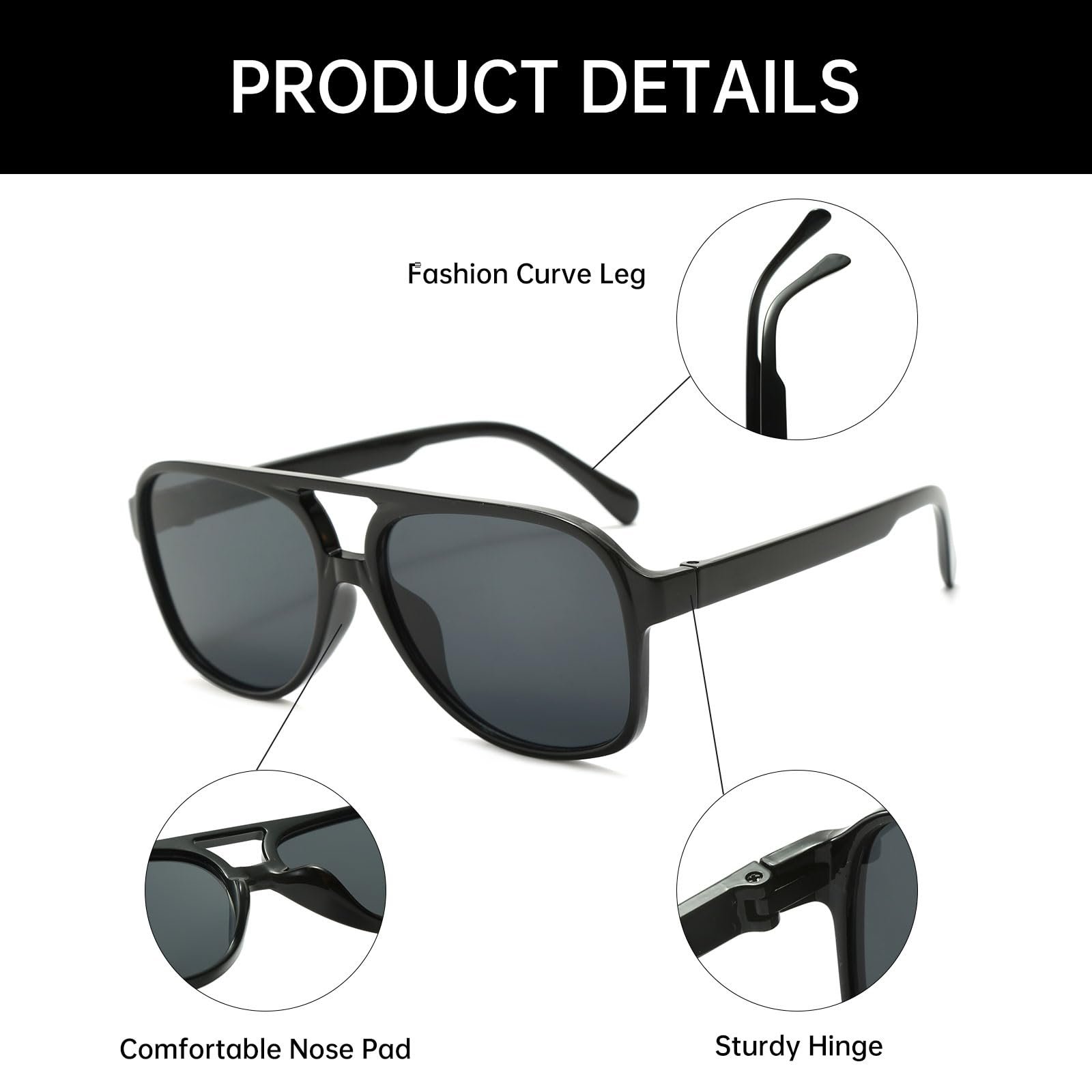 Сонцезахисні окуляри прямокутні YAMEIZE Double Bridge, 6 шт, фото №3