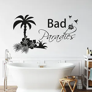 Настінна наклейка для ванної Paradise з пальмою 67 x 40 см 063 Лаймовий зелений - Фото 1