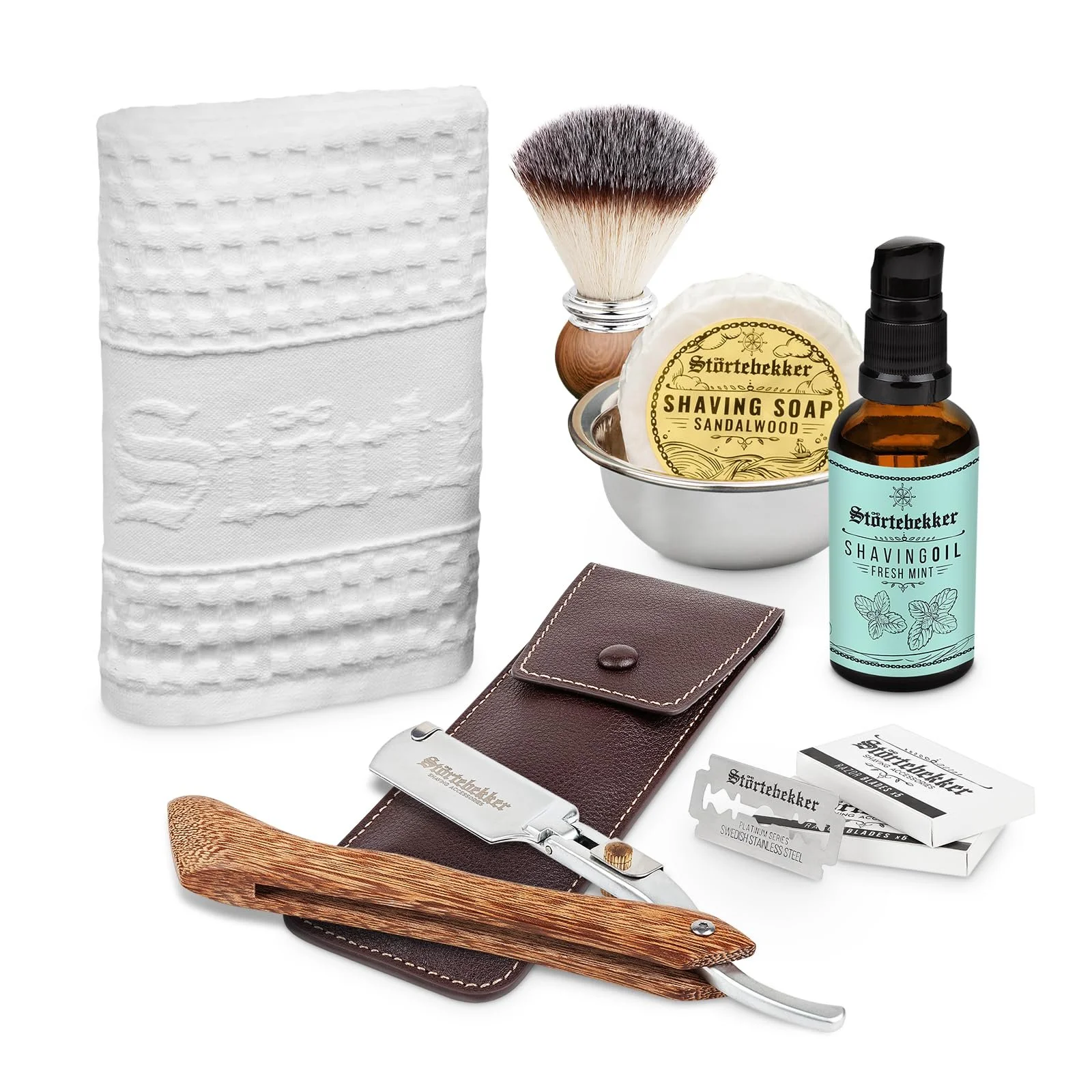 Набор для бритья Störtebekker® Premium Shaving Care Set бритва, футляр, помазок, мыло, чаша, масло и салфетка, фото №1 Набор для бритья Störtebekker® Premium Shaving Care Set бритва, футляр, помазок, мыло, чаша, масло и салфетка, фото №1