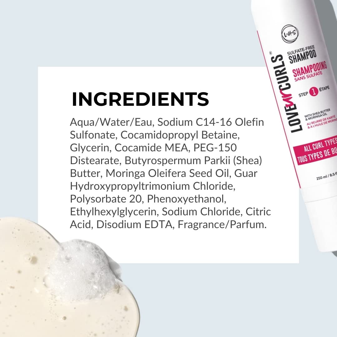 Шампунь LUS Brands Love Ur Curls 8.5 унций Для кудрявых, волнистых, жестких волос Увлажняющий Безсульфатный, фото №7