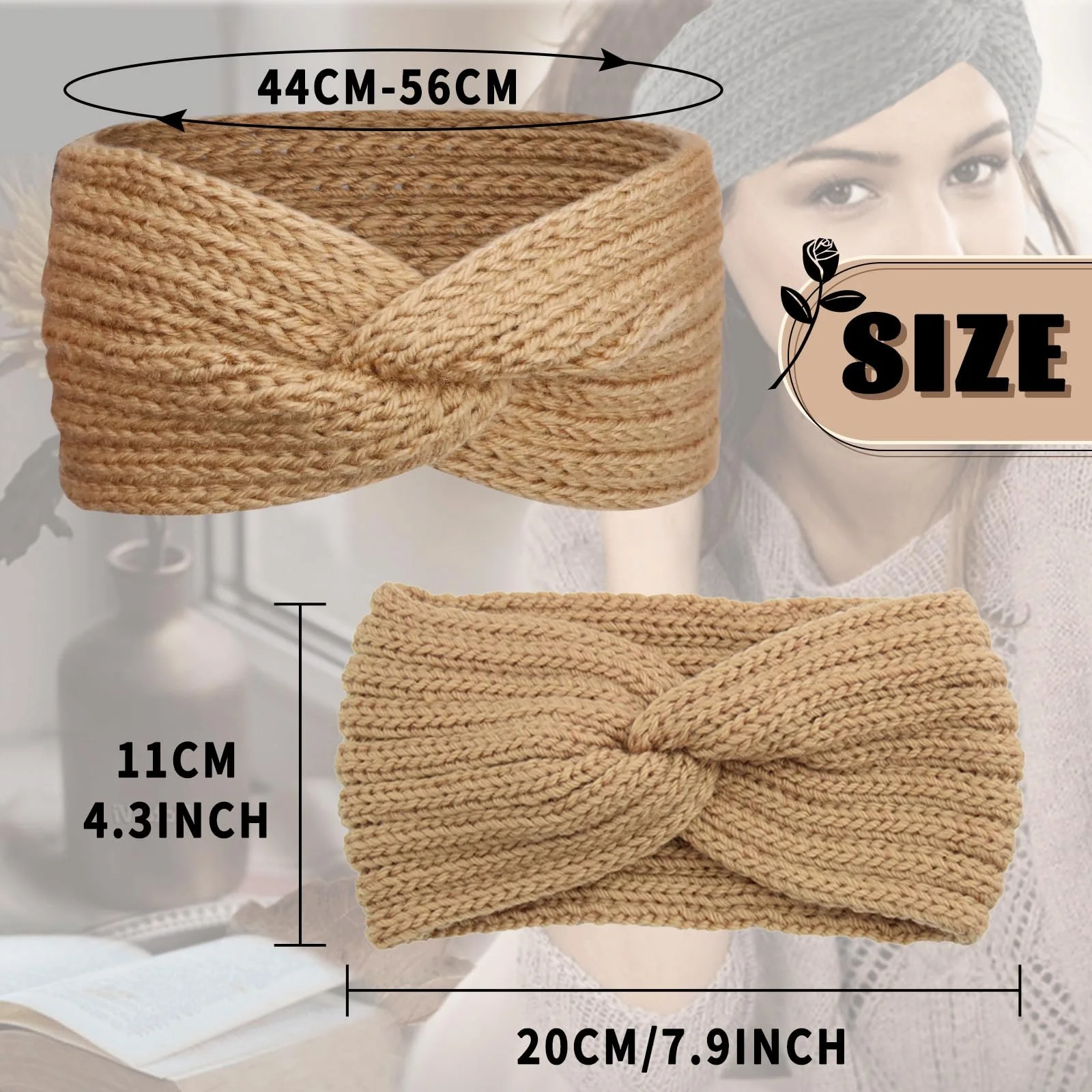 Пов'язка на голову Жіноча В'язана Зимова Тепла для дівчат, фото №3