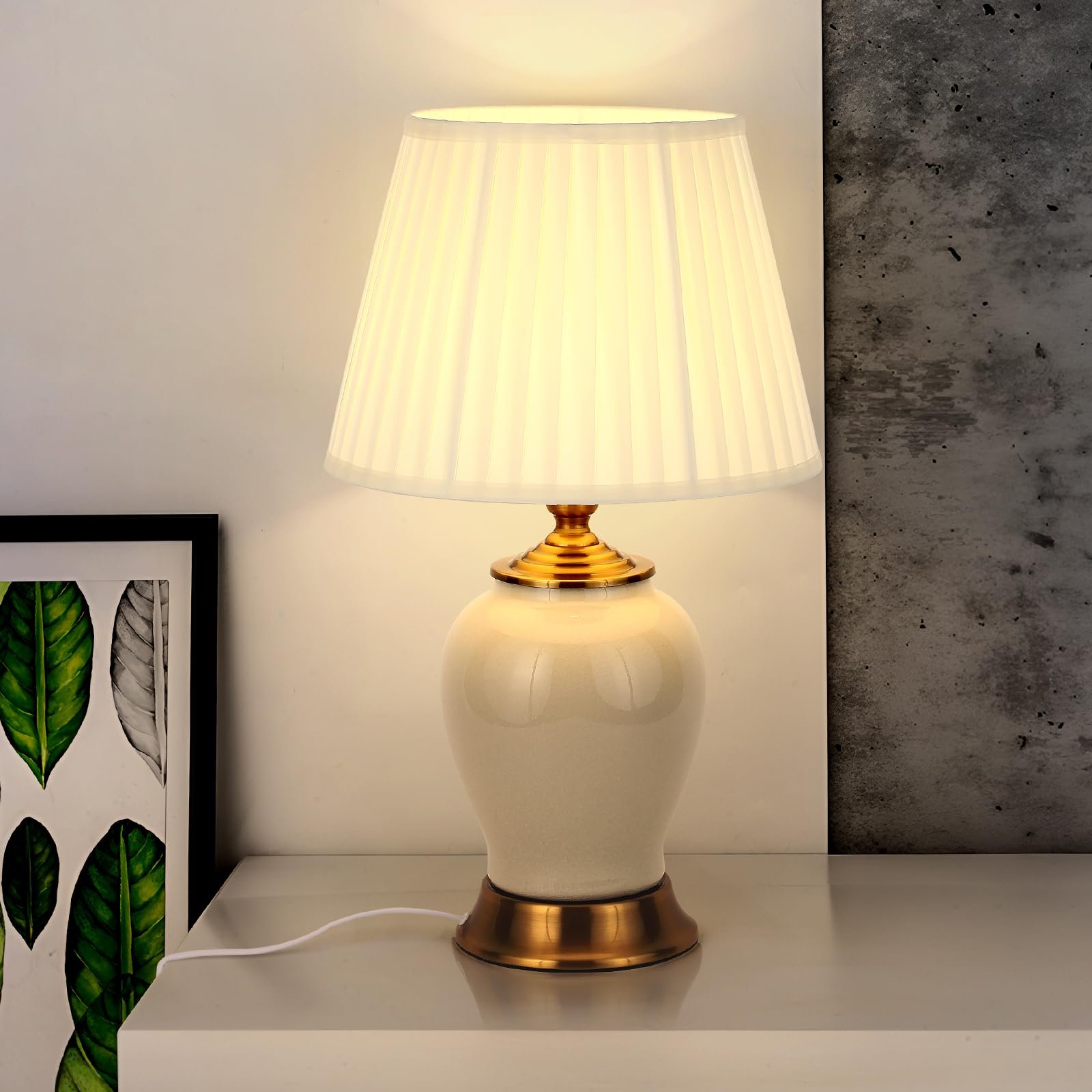 Настольная лампа Керамическая E27 Modern 30 Вт 53 см Белый, фото №1