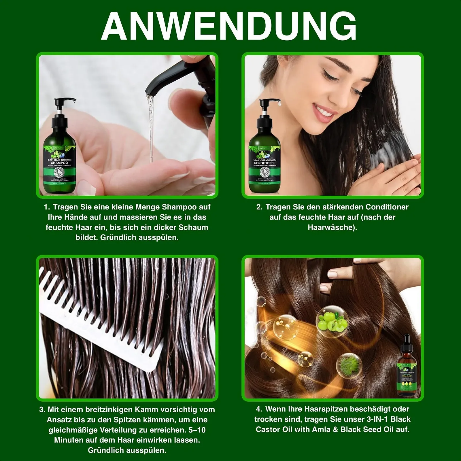 Набір для росту волосся 3-в-1 P-Beauty Кондиціонер, Шампунь, Олія Для всіх типів волосся, фото №5