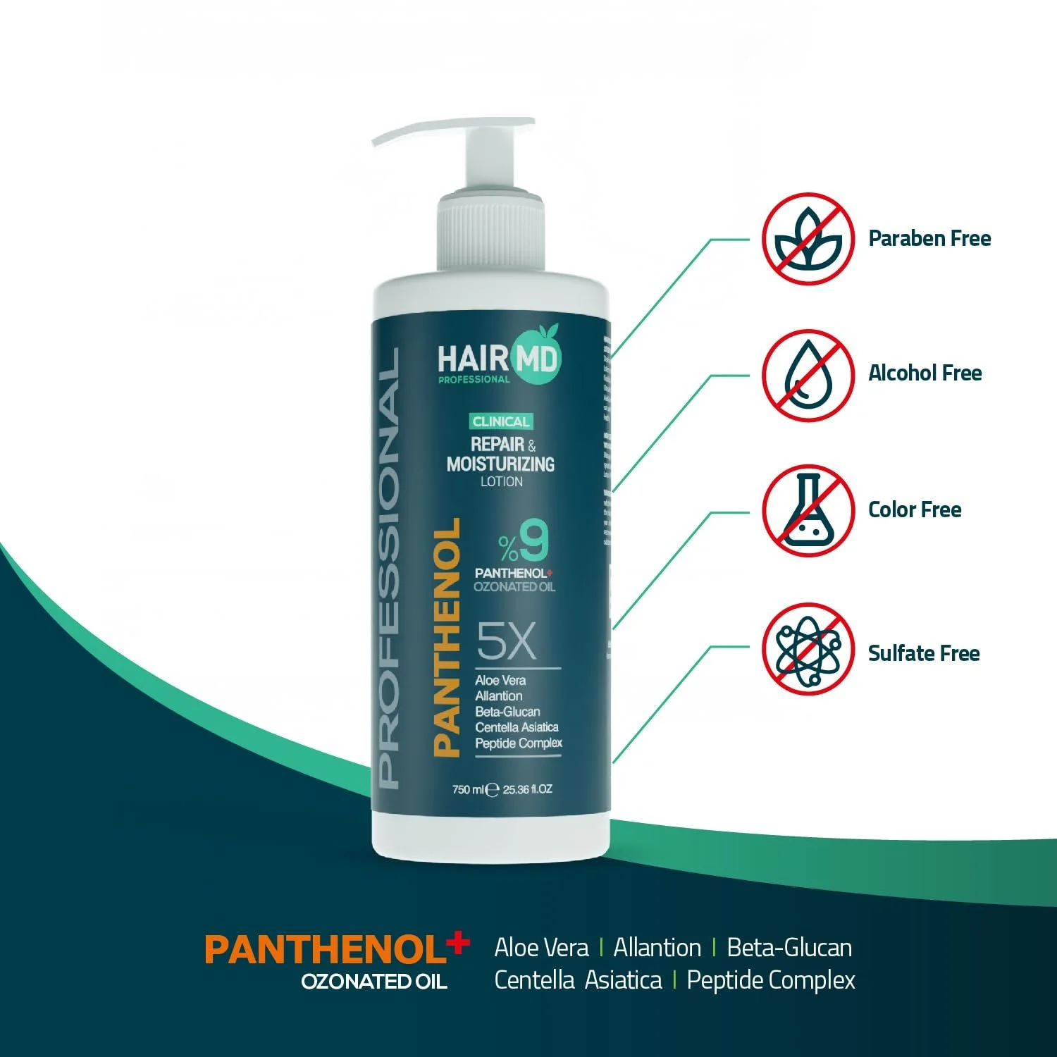 Лосьйон Panthenol%9 Hairmd Clinical Repair 750 мл, фото №3 Лосьйон Panthenol%9 Hairmd Clinical Repair 750 мл, фото №3