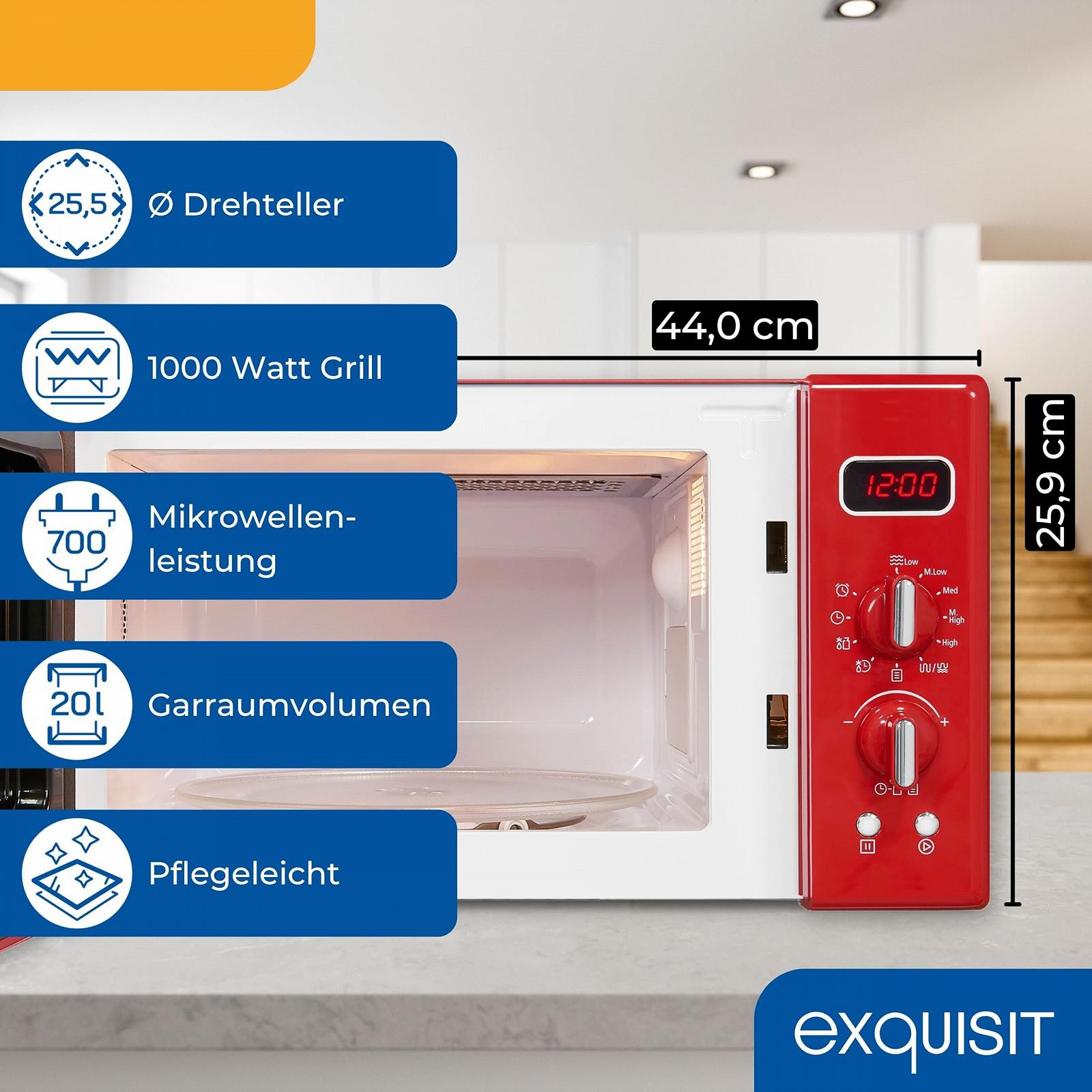 Микроволновая печь Exquisit Retro RMW720-3GDIG 700 Вт гриль 1000 Вт 20 L Красная, фото №4