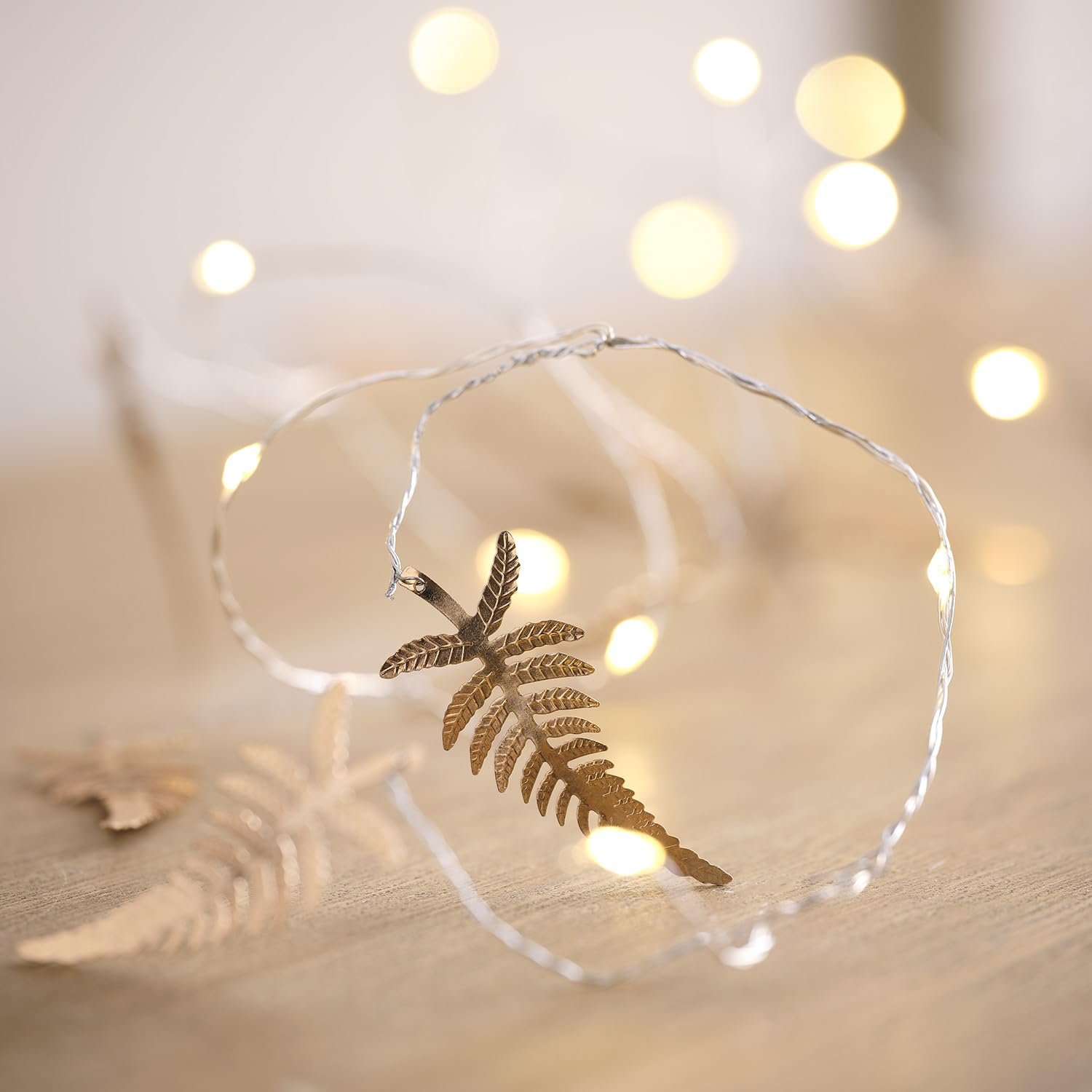 Гірлянда Lights4fun Micro LED Fairy Lights, теплий білий, золоте листя, живлення від батарейок, з таймером, фото №1