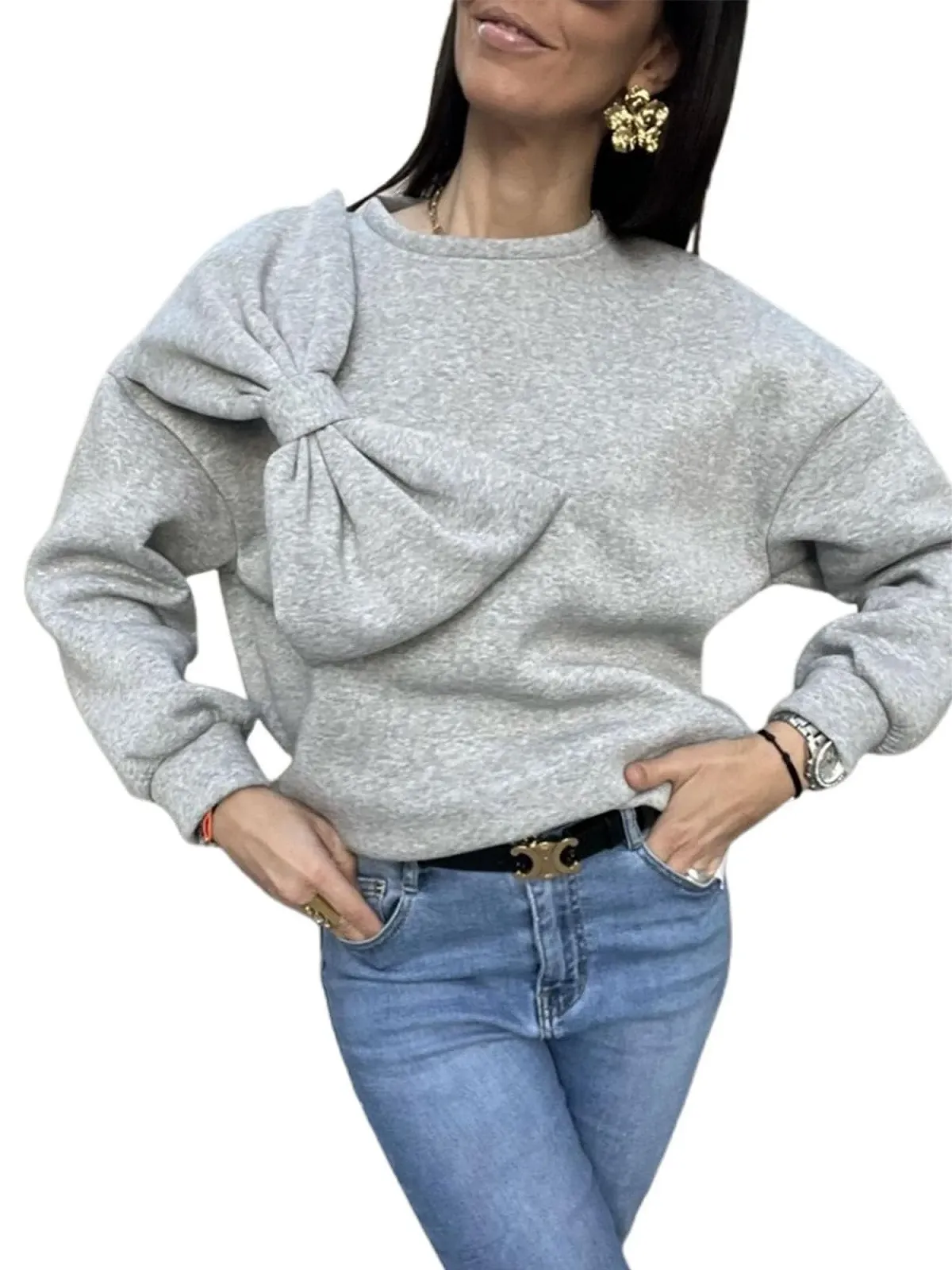 SANSIWU Жіноча Толстовка з великим об'ємним бантом, фото №1 SANSIWU Жіноча Толстовка з великим об'ємним бантом, фото №1