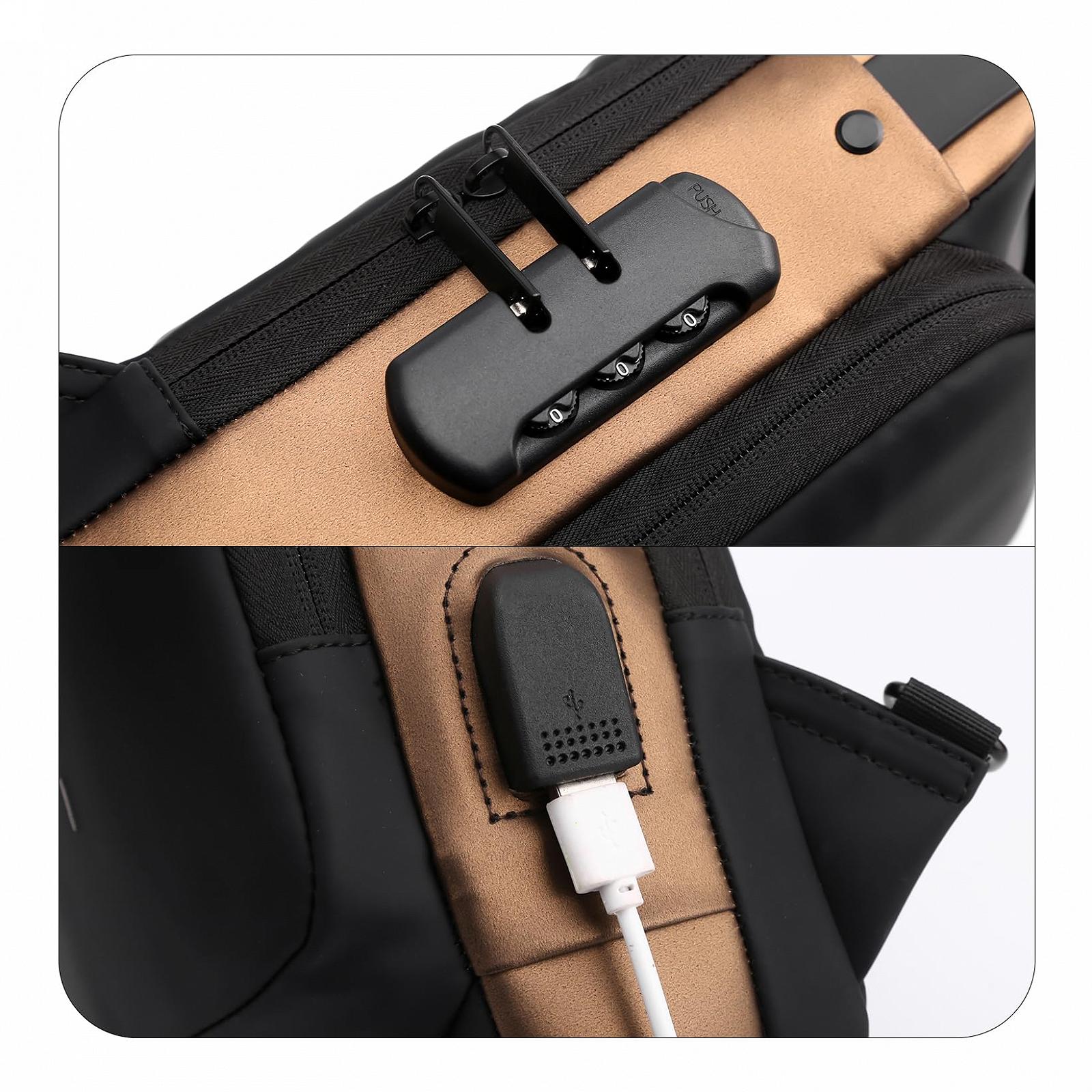 Сумка через плечо SPAHER с защитой от краж, USB-портом и защитой паролем, фото №3