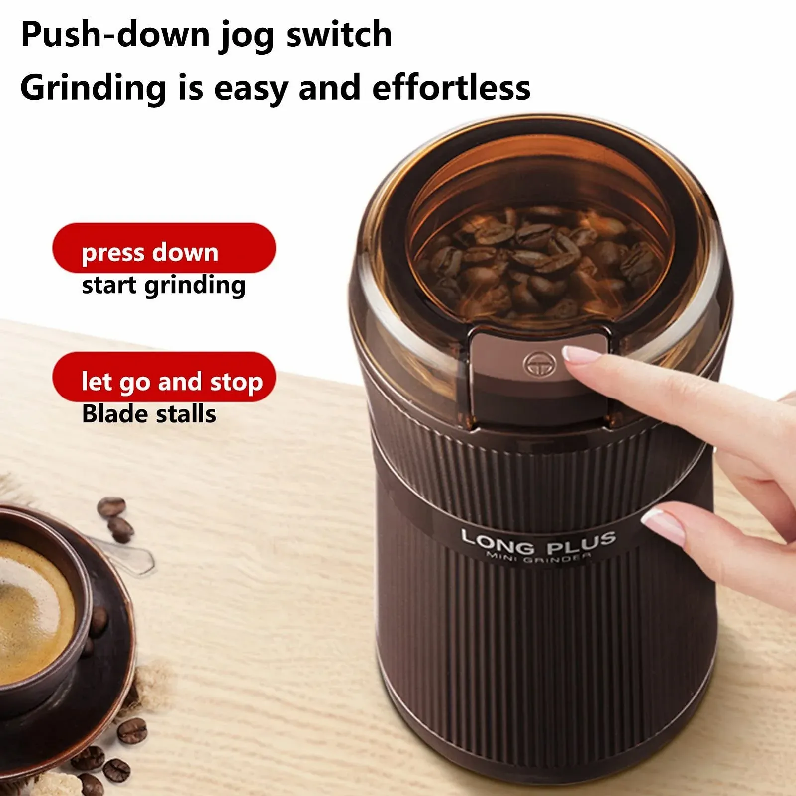 Електрична кавомолка Зерновий млин Спеції Трави Зернові Перець Кавові зерна Побутовий подрібнювач 200 мл, фото №5