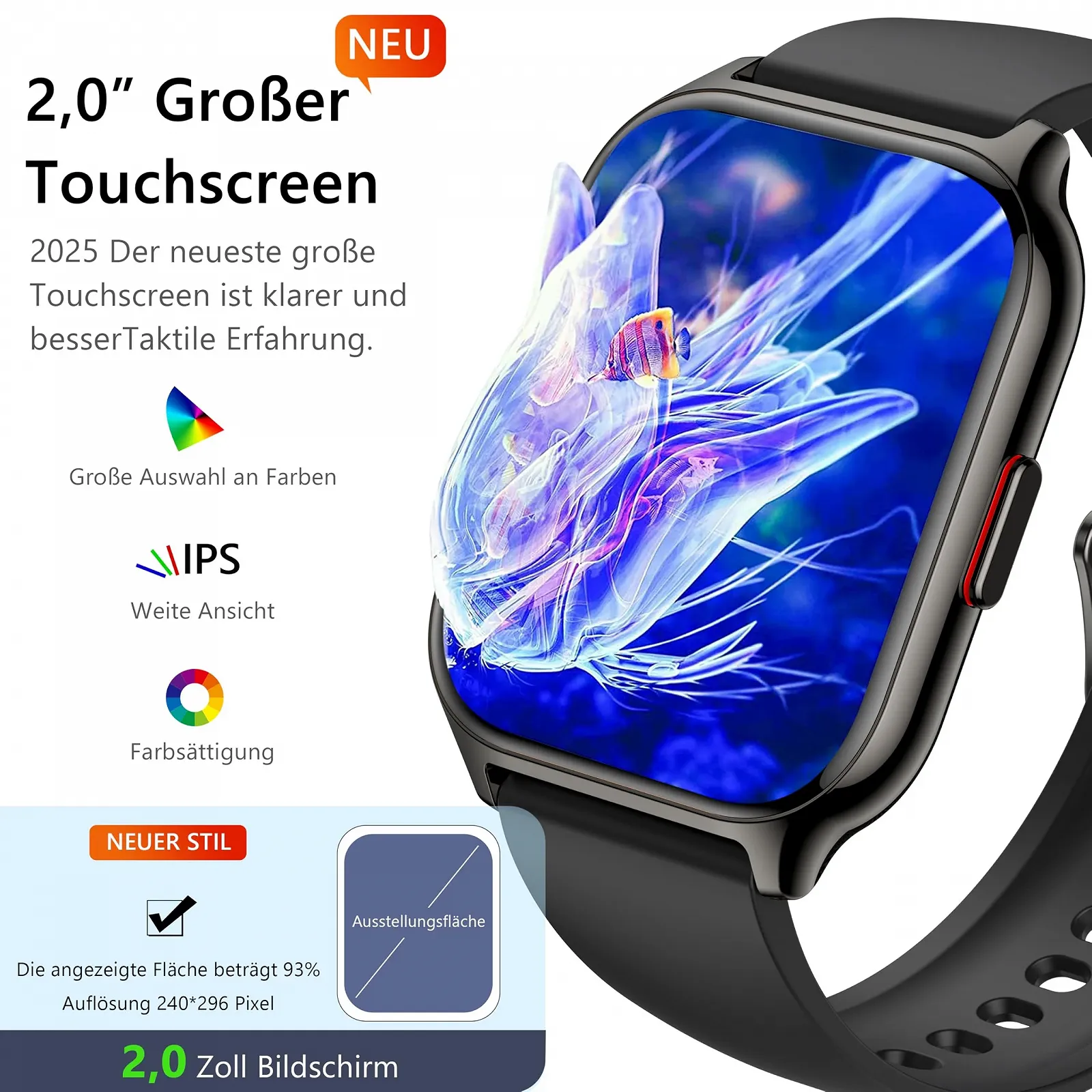 Смарт-годинник ZOSKVEE, 2-дюймовий сенсорний кольоровий дисплей, функція телефону, монітор артеріального тиску, фото №6 Смарт-годинник ZOSKVEE, 2-дюймовий сенсорний кольоровий дисплей, функція телефону, монітор артеріального тиску, фото №6