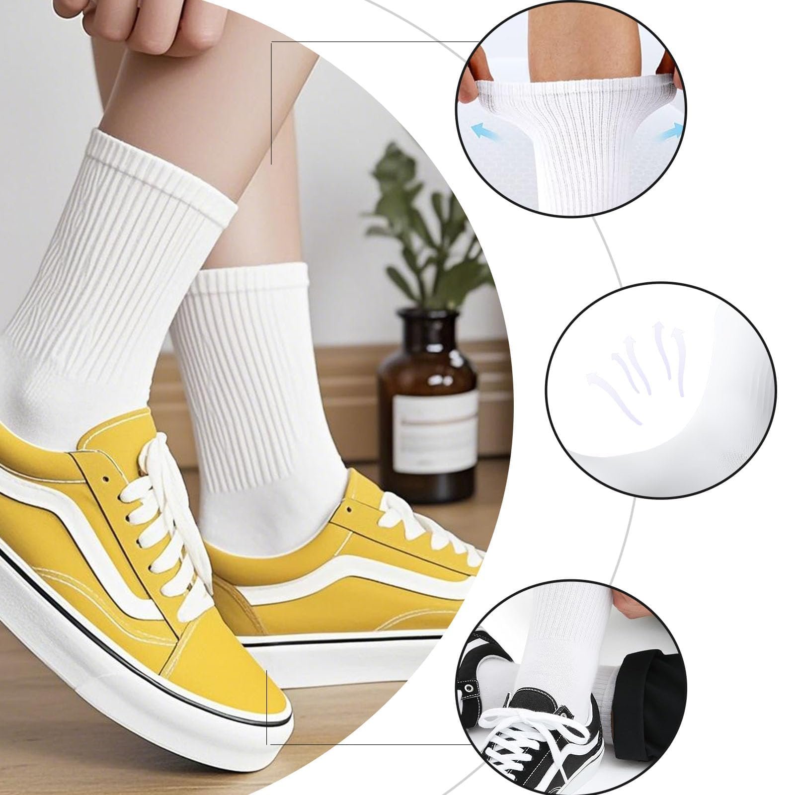 Носки теннисные Белые 10 пар Женские 39-42 Спортивные носки Дышащие Хлопковые носки Унисекс, фото №4
