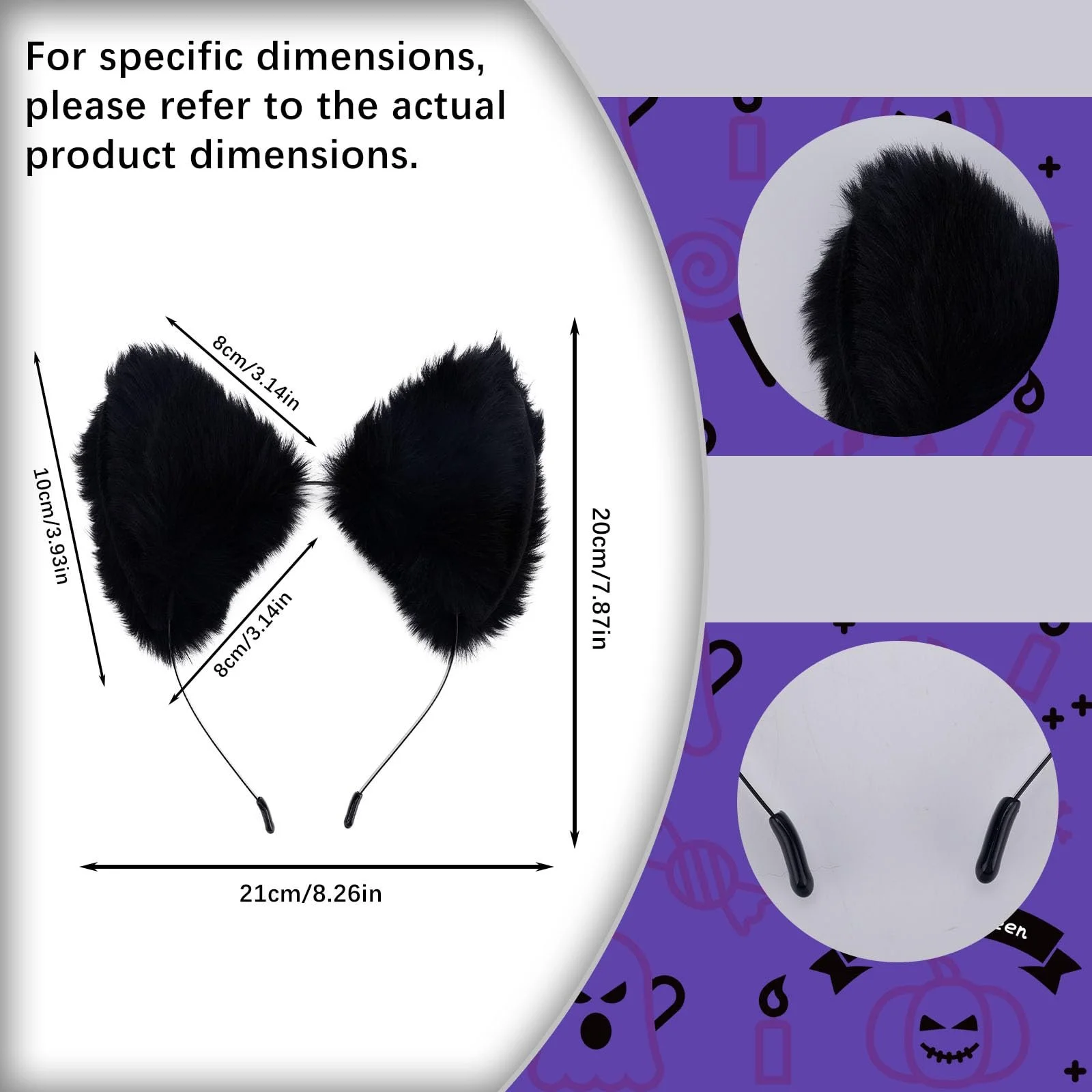Обруч Вушка котика Чорний Оксамит для жінок, для дорослих та дітей, фото №2