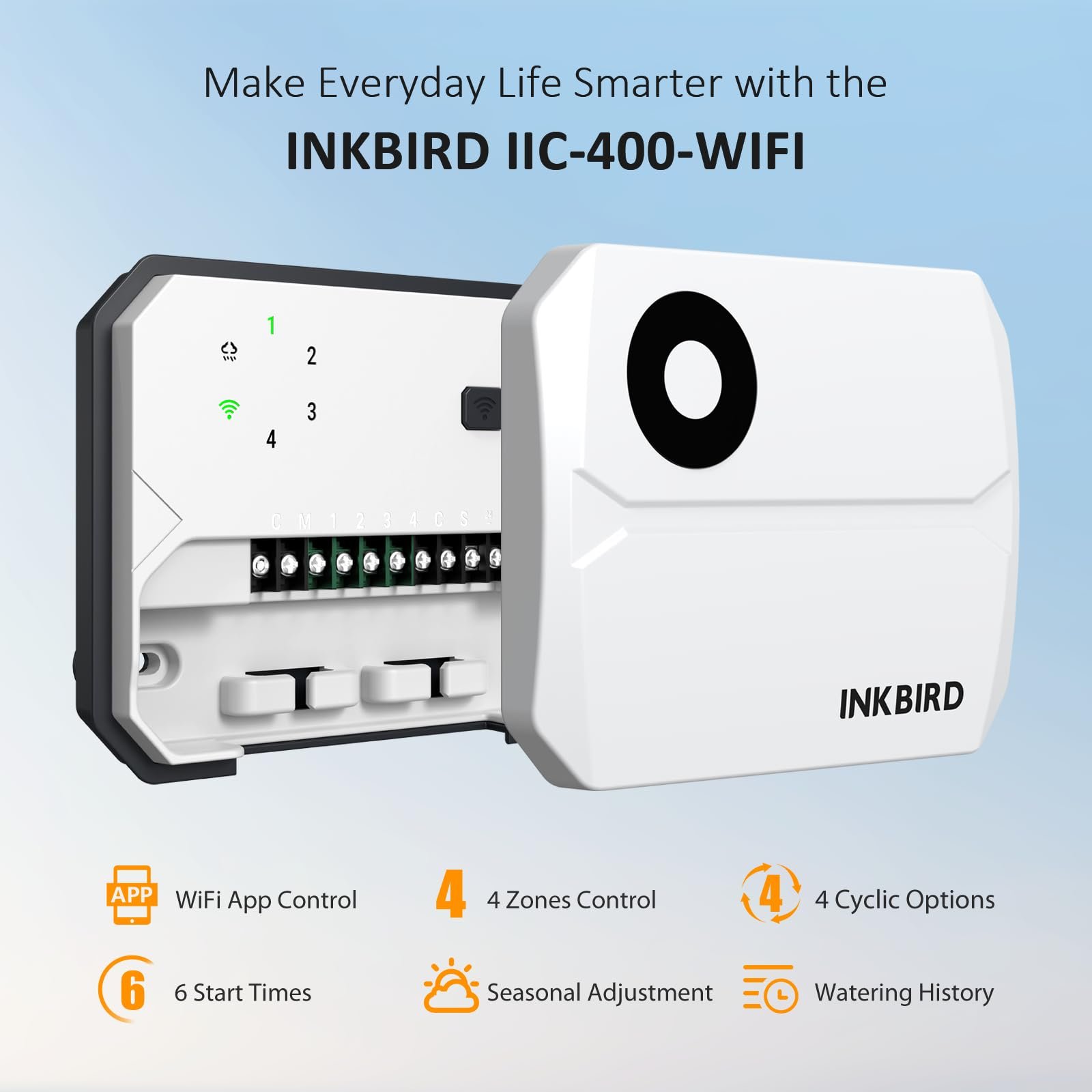 Контроллер, таймер системы полива Inkbird IIC-400 WiFi 4 зоны, фото №2